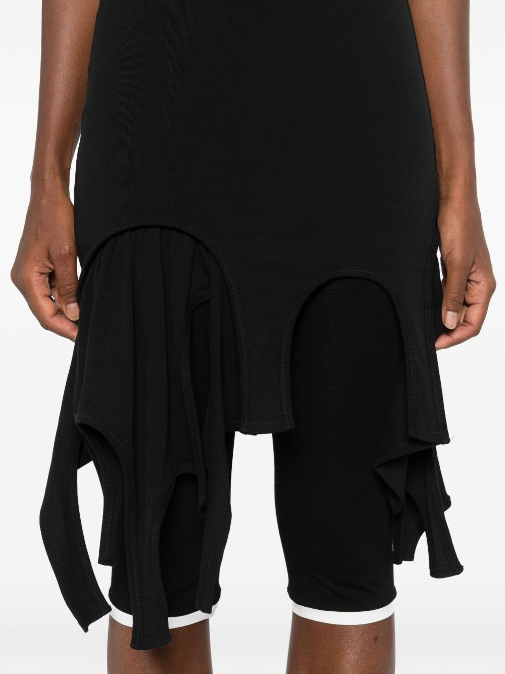 frayed racer-neck mini dress - 5
