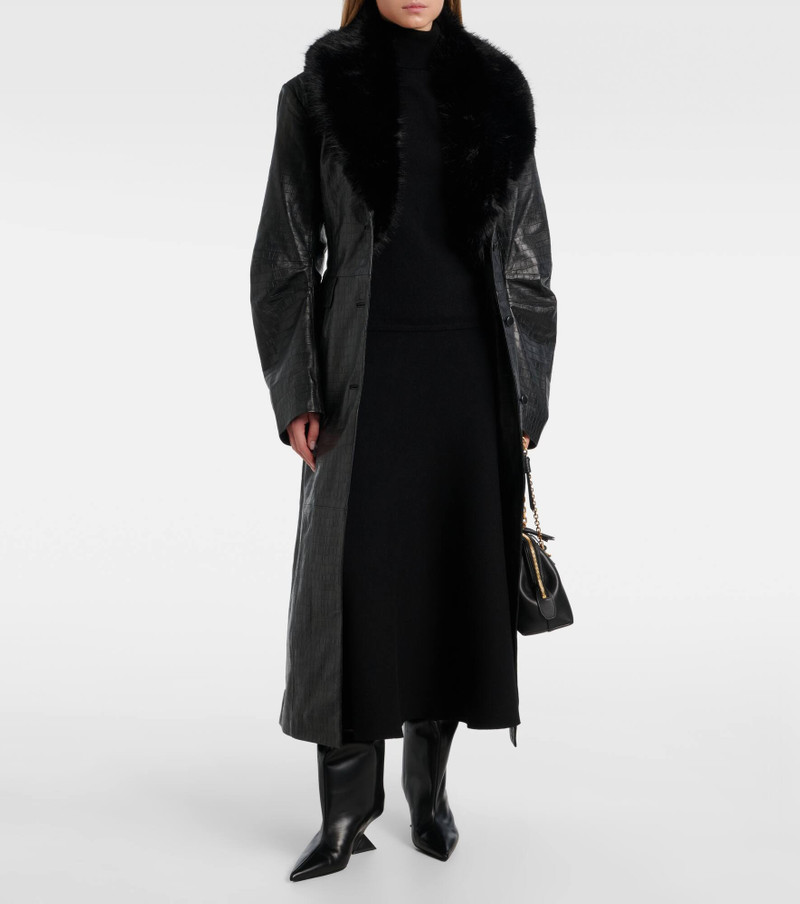 Croc-effect leather coat 7