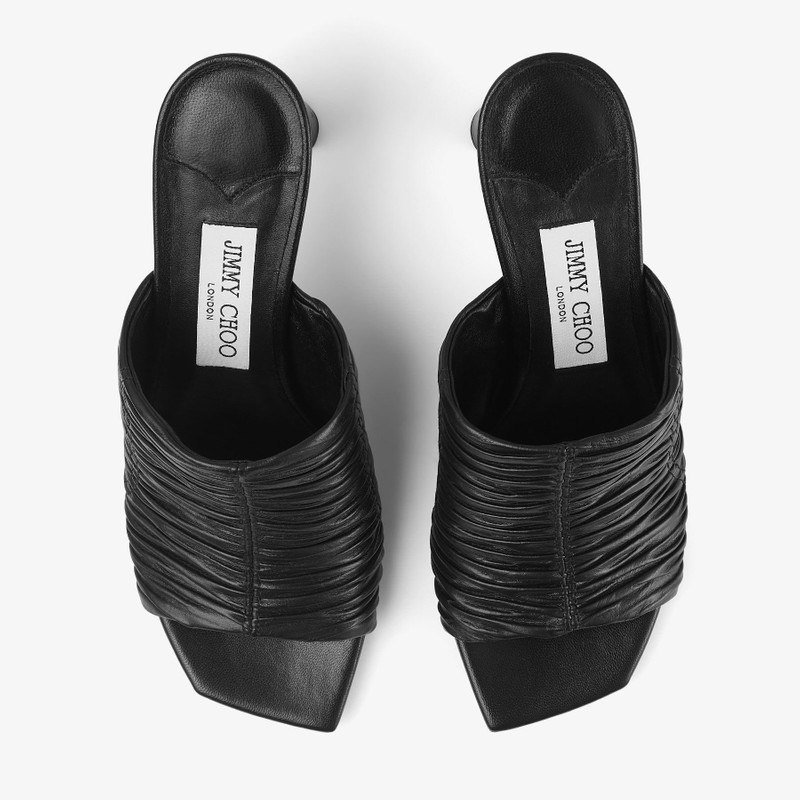 Lua Mule 75 Black Leather Mules 4