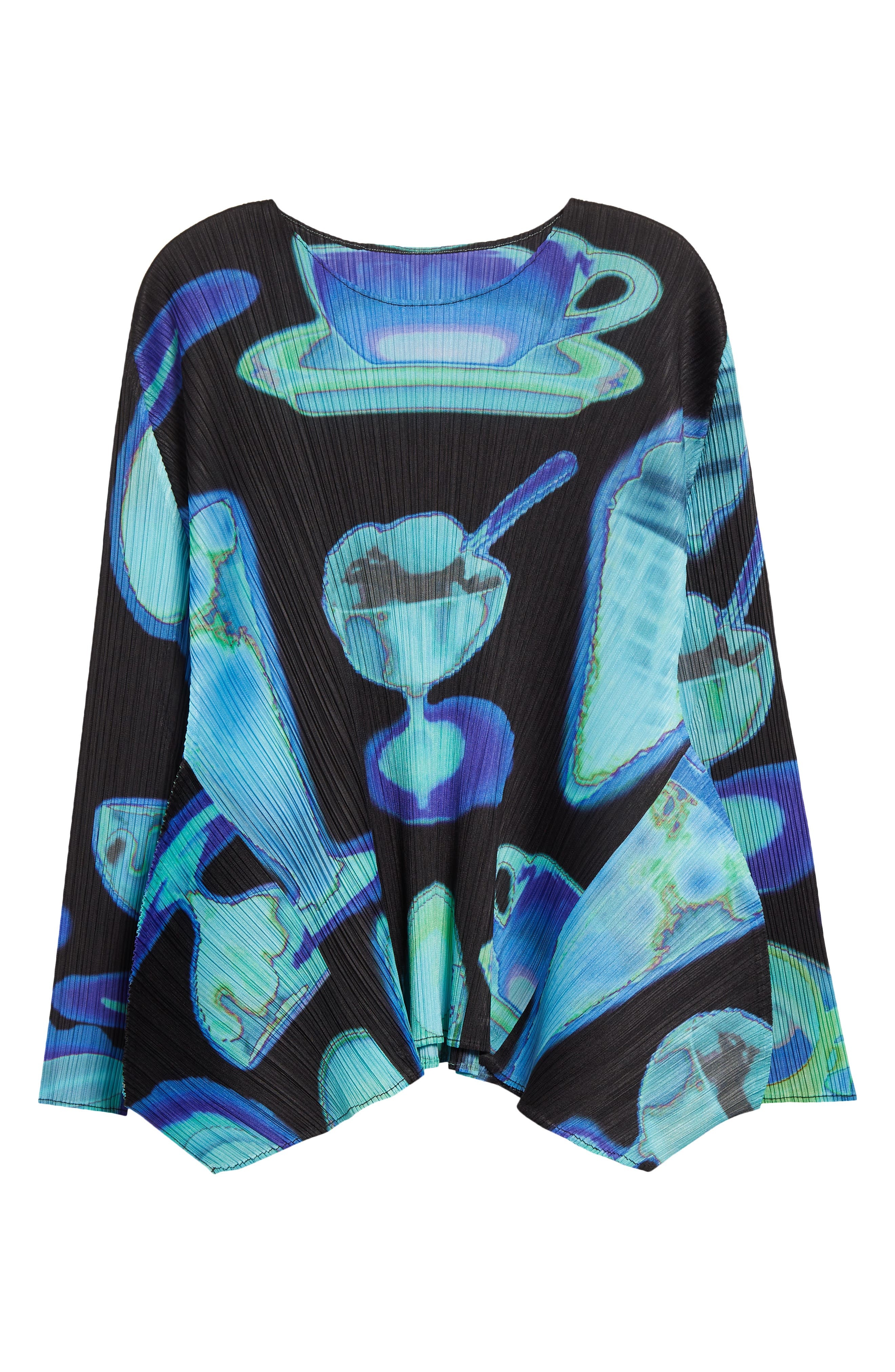 Pleats Please Issey Miyake Thermal Floods Print Pleated Top in Black at Nordstrom - 6