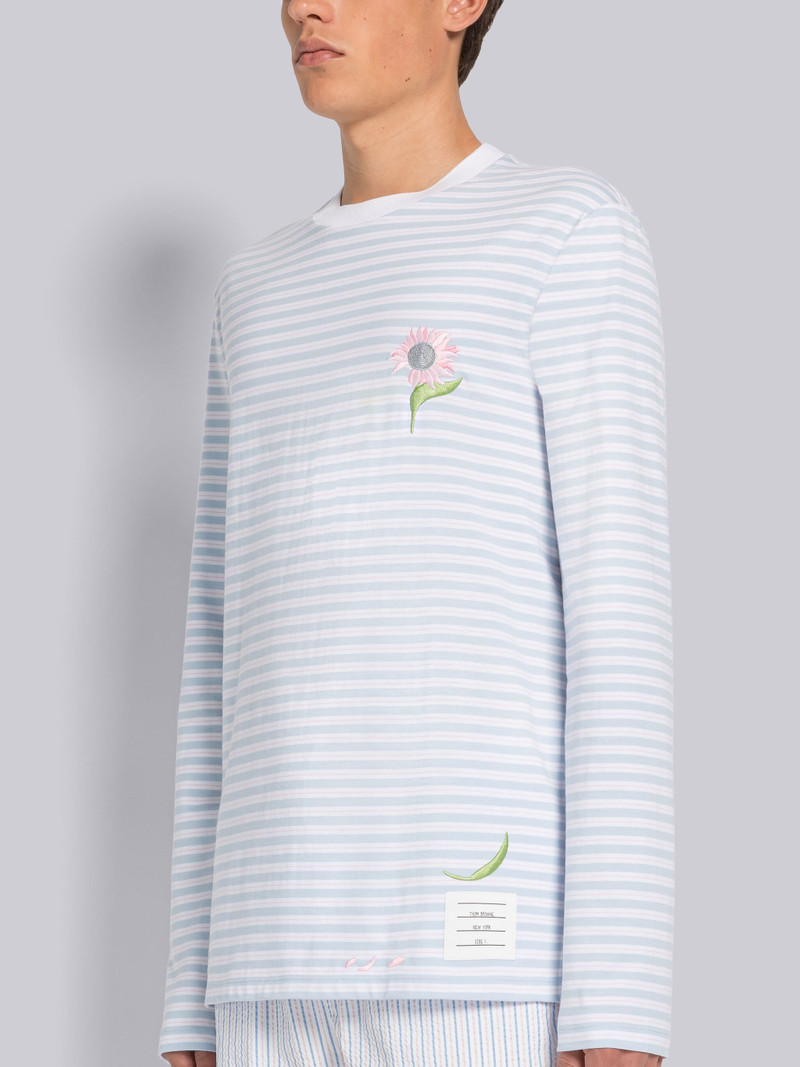 Thom Browne STRIPE JERSEY FLOWER EMBROIDERY LONG SLEEVE TEE outlook