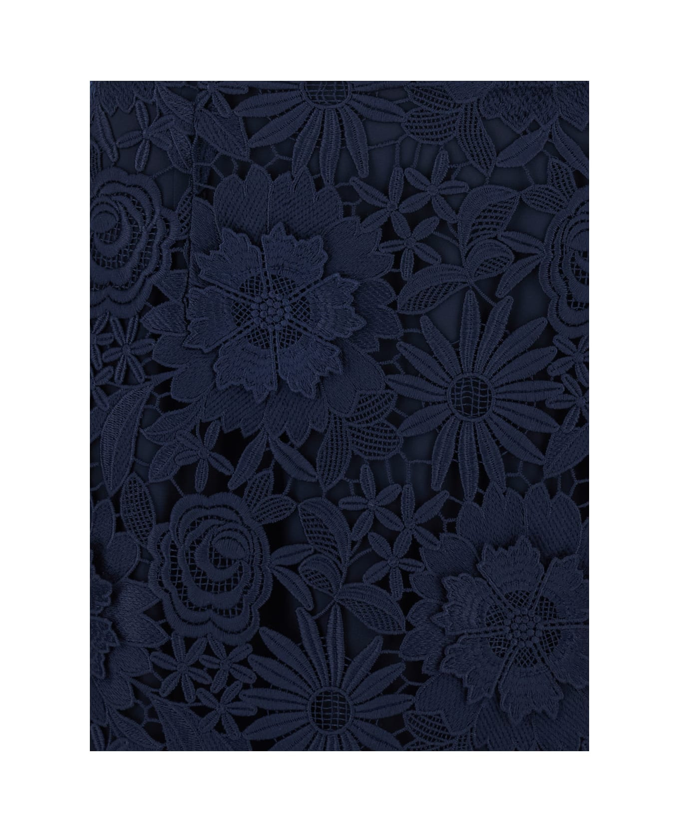 Blue Skirt With Semi Transparent Design And Floral Decorations In Fabric Woman - 3