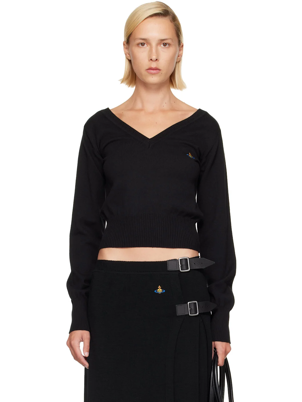 Black Beatrice V-Neck Sweater - 1
