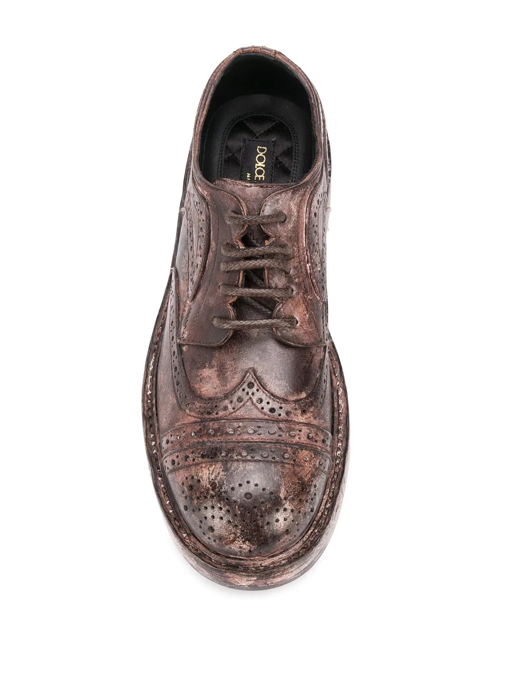 Vintage-look leather brogues - 4