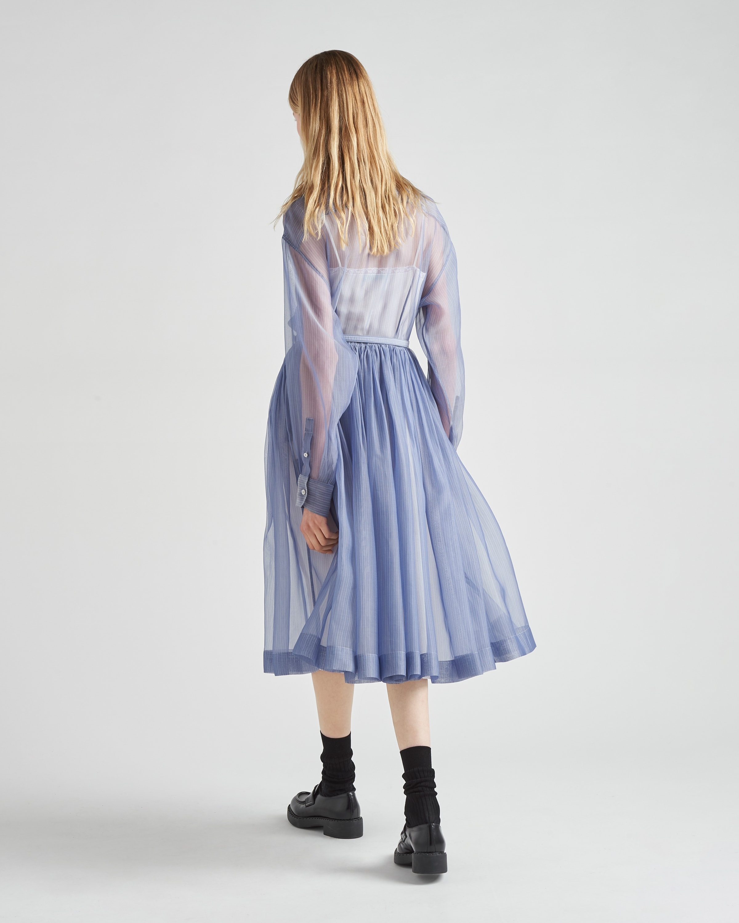 Embroidered striped organza dress - 5