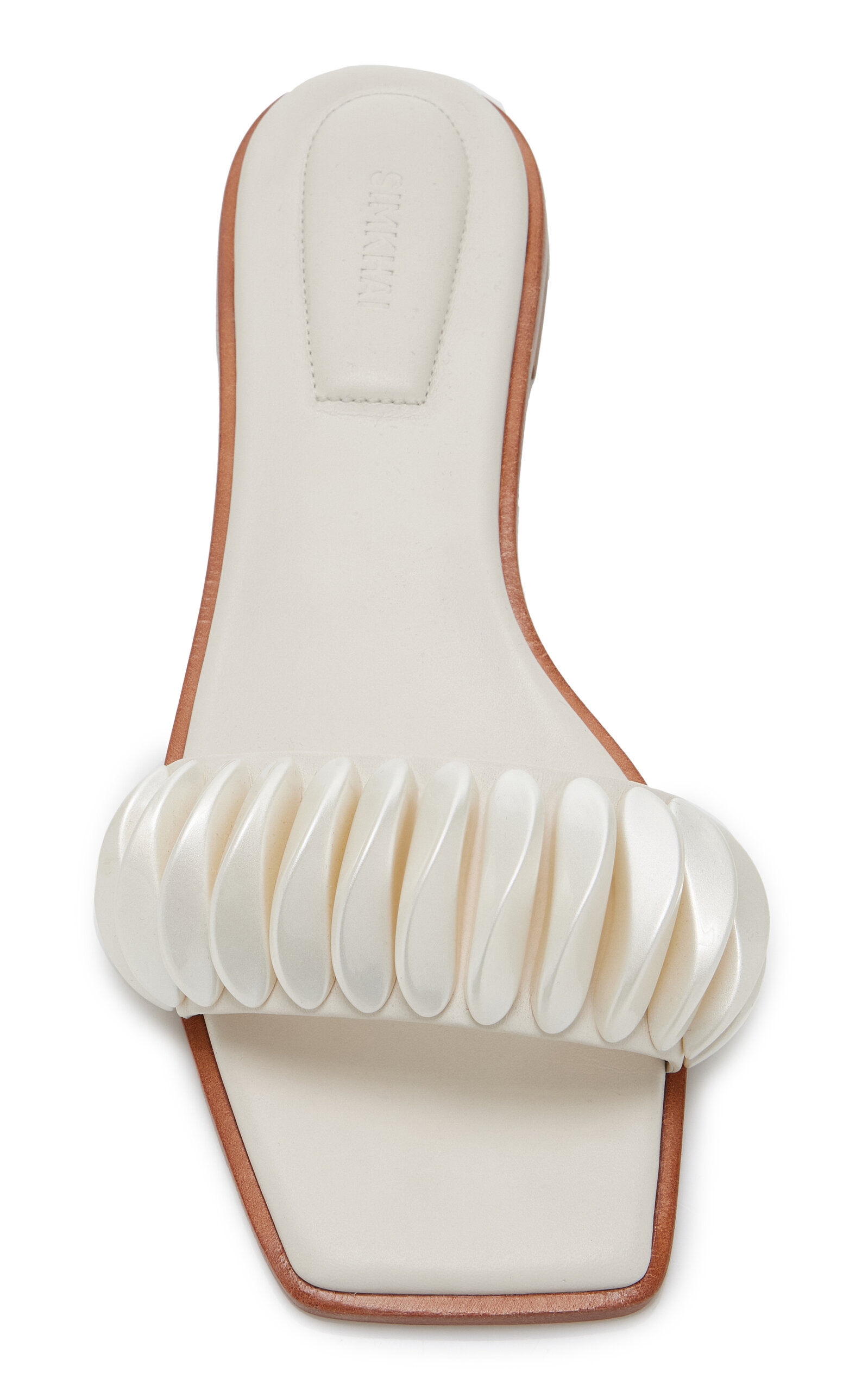 Embellished Leather Slides white - 3