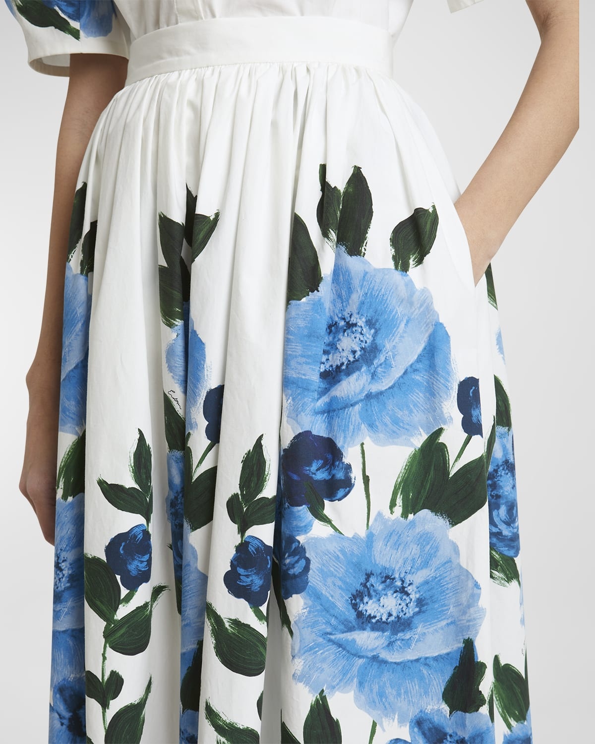Painted Floral Volume Midi Skirt - 5