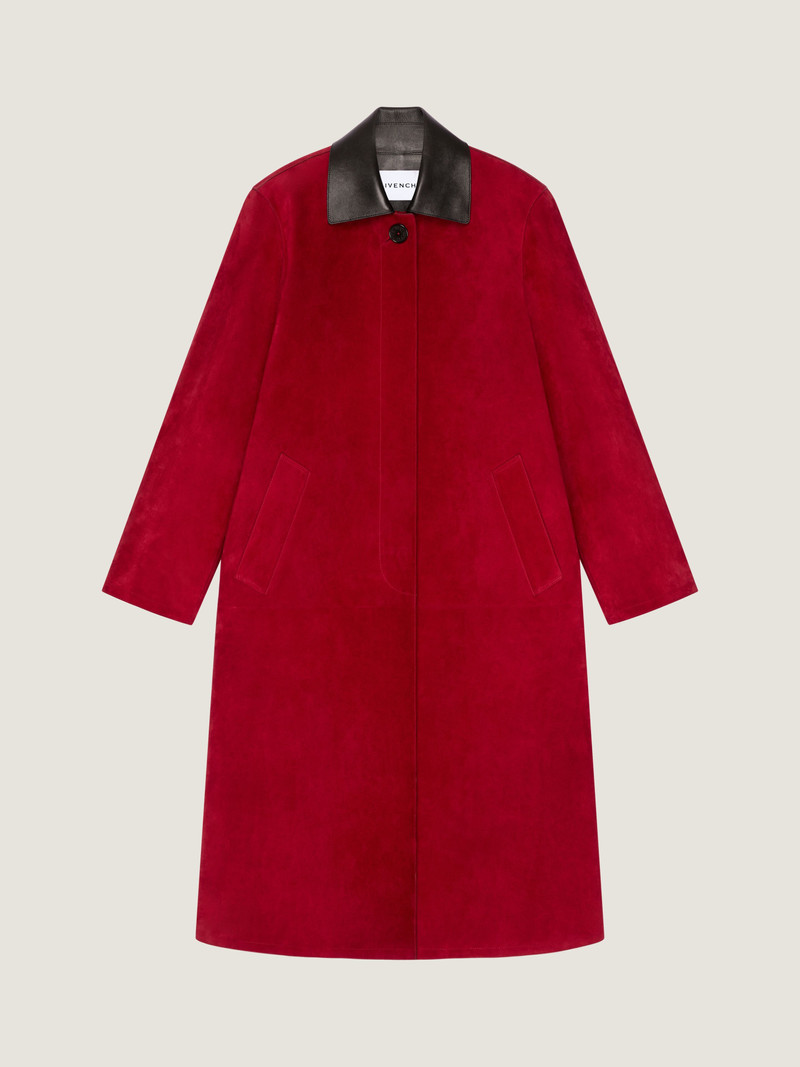 CAR COAT IN SUEDE WITH LEATHER COLLAR 1