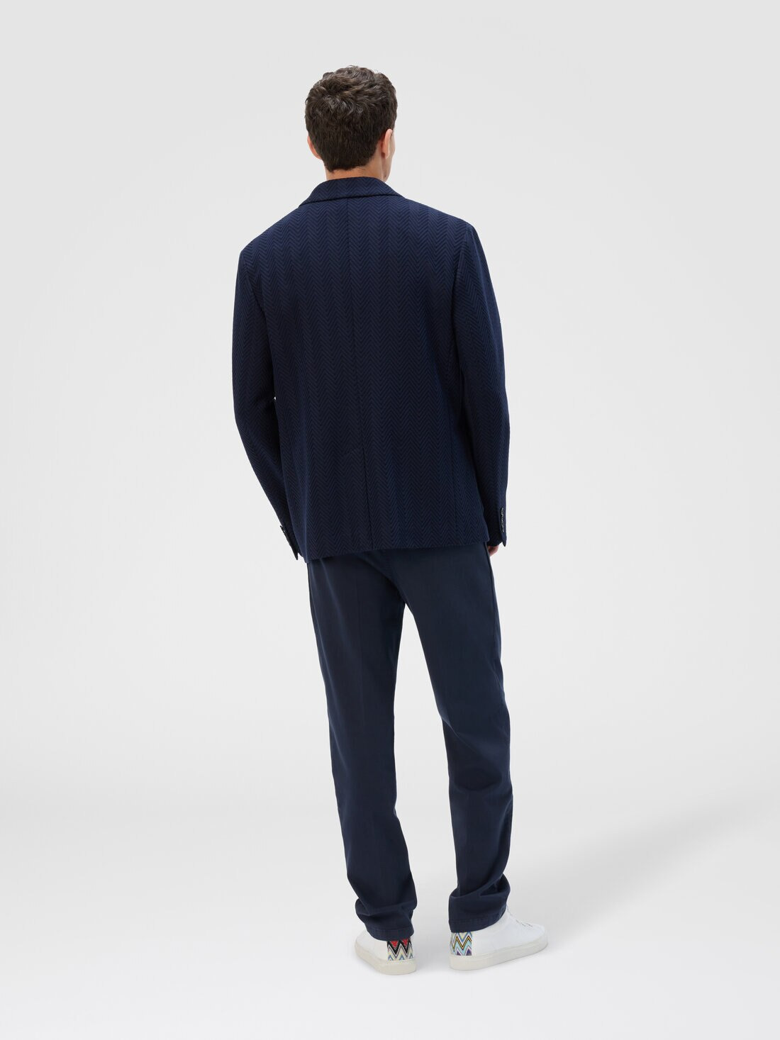 Single-Breasted Jacket with Zigzag Pattern - 3