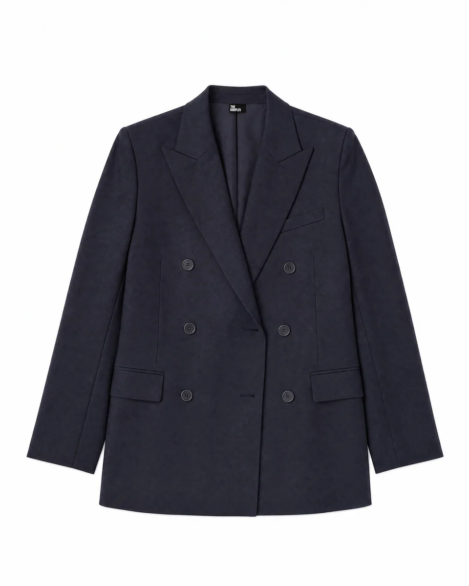STRAIGHT-CUT NAVY WOOL BLAZER - 1