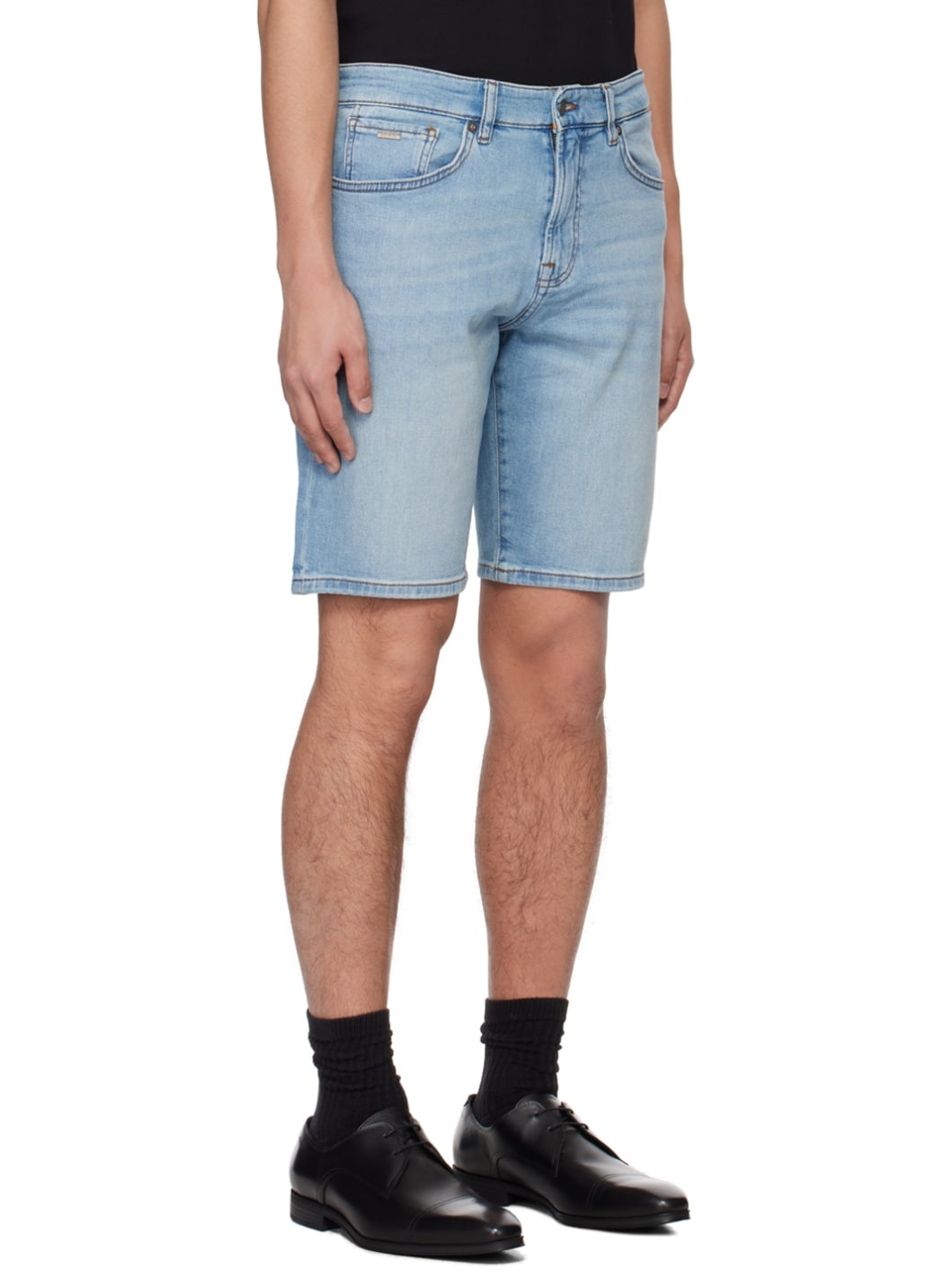 Blue Faded Denim Shorts - 2