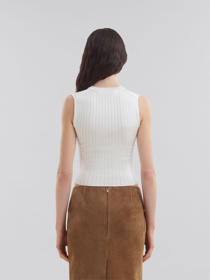 WHITE RIBBED VISCOSE VEST - 3