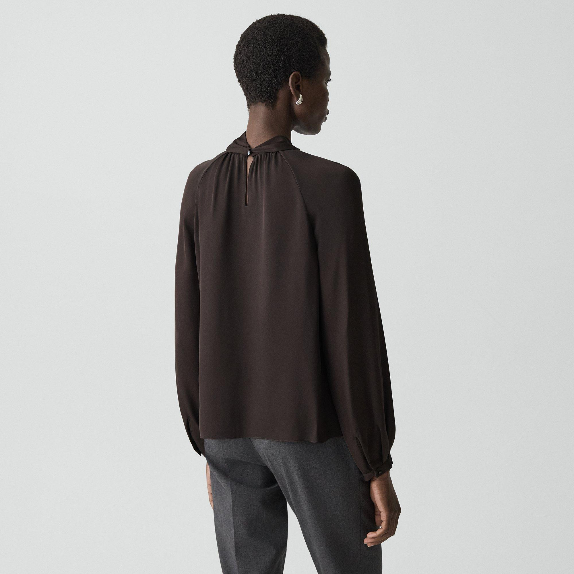 Twist Neck Top in Silk Georgette - 4
