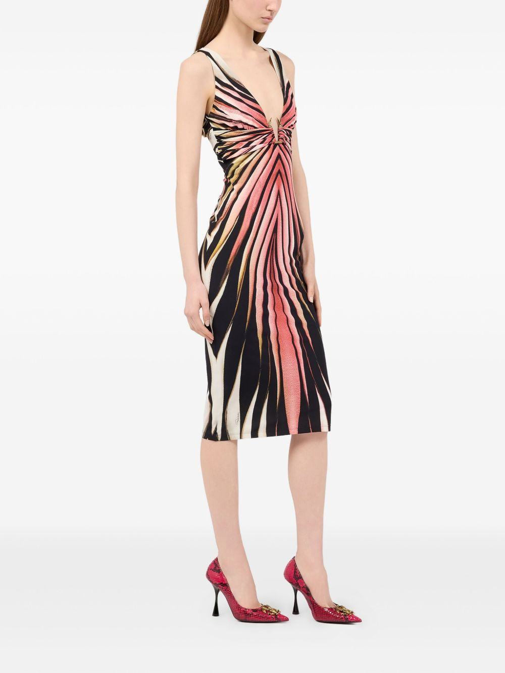 Ray Of Pink-print V-neck dress - 3