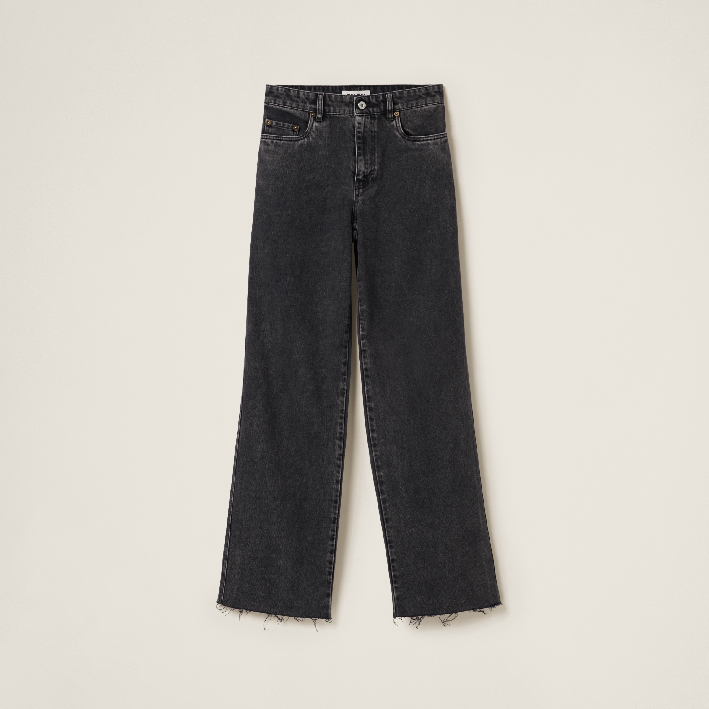 Five-pocket black denim jeans - 1