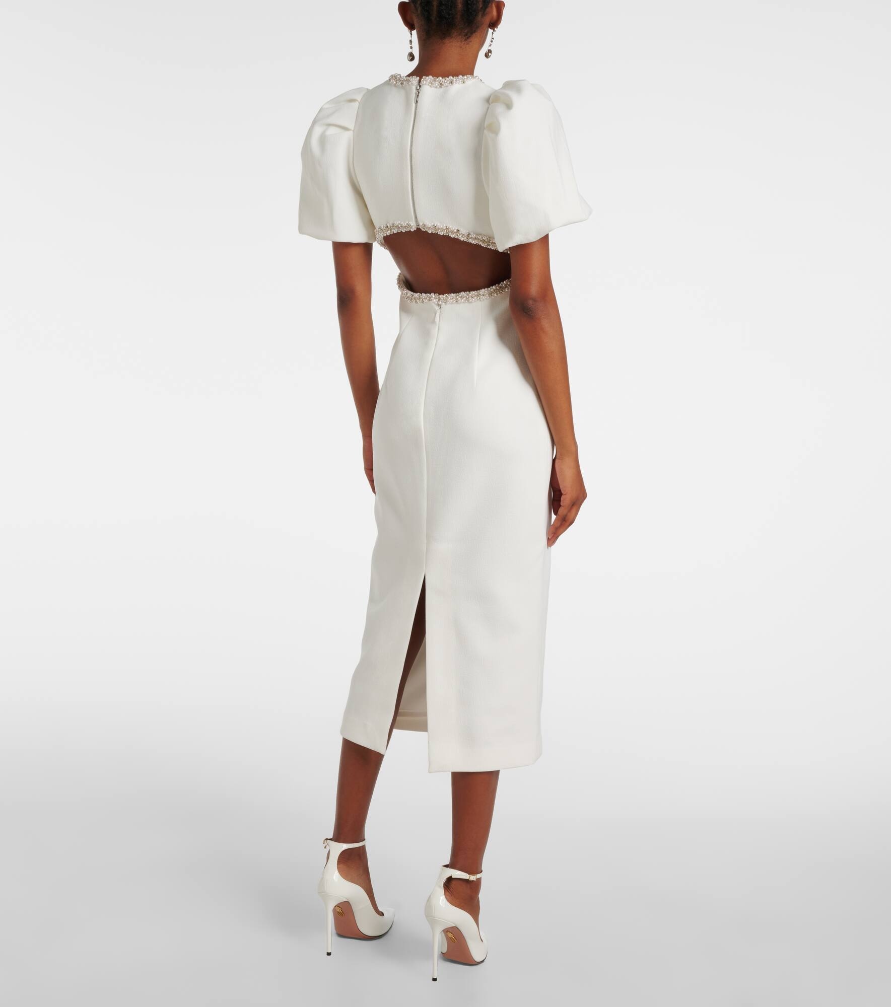 Bridal Alicia embellished crêpe midi dress - 3