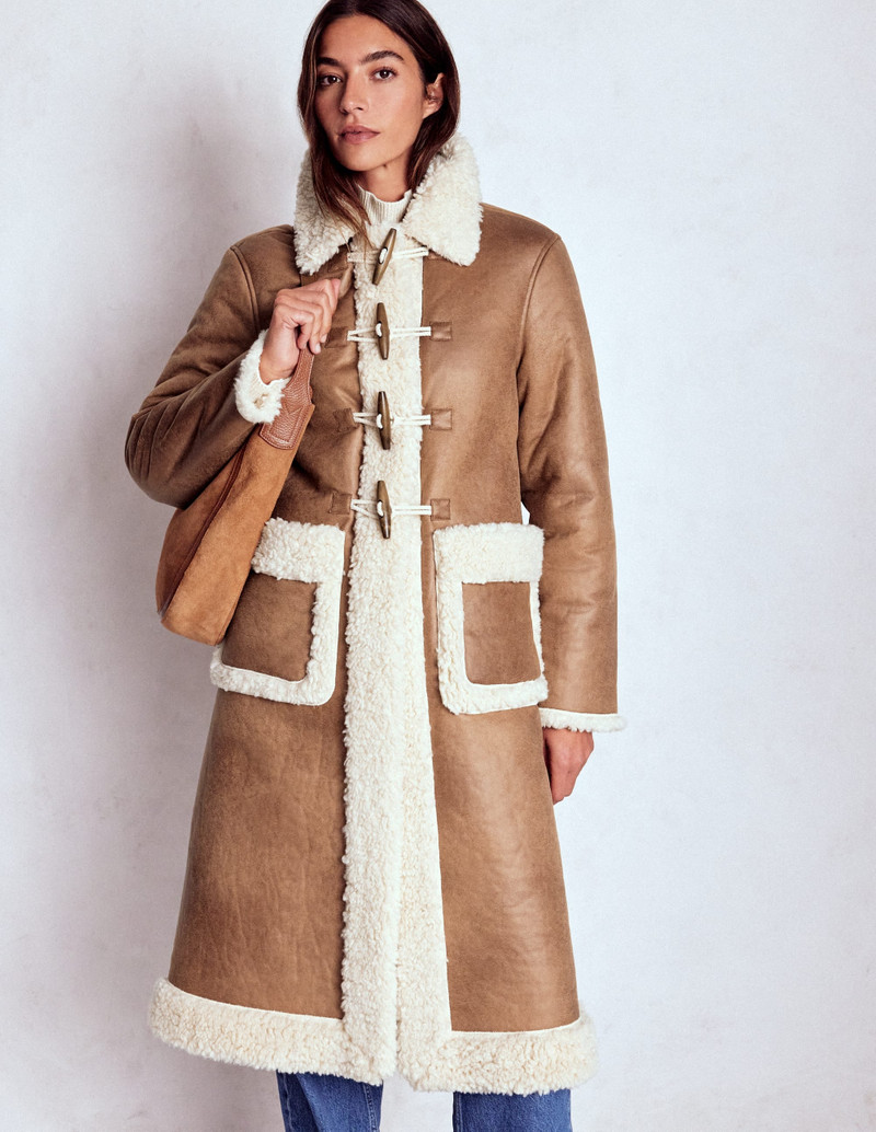 Borg Duffle Coat-Camel, Natural Borg 6