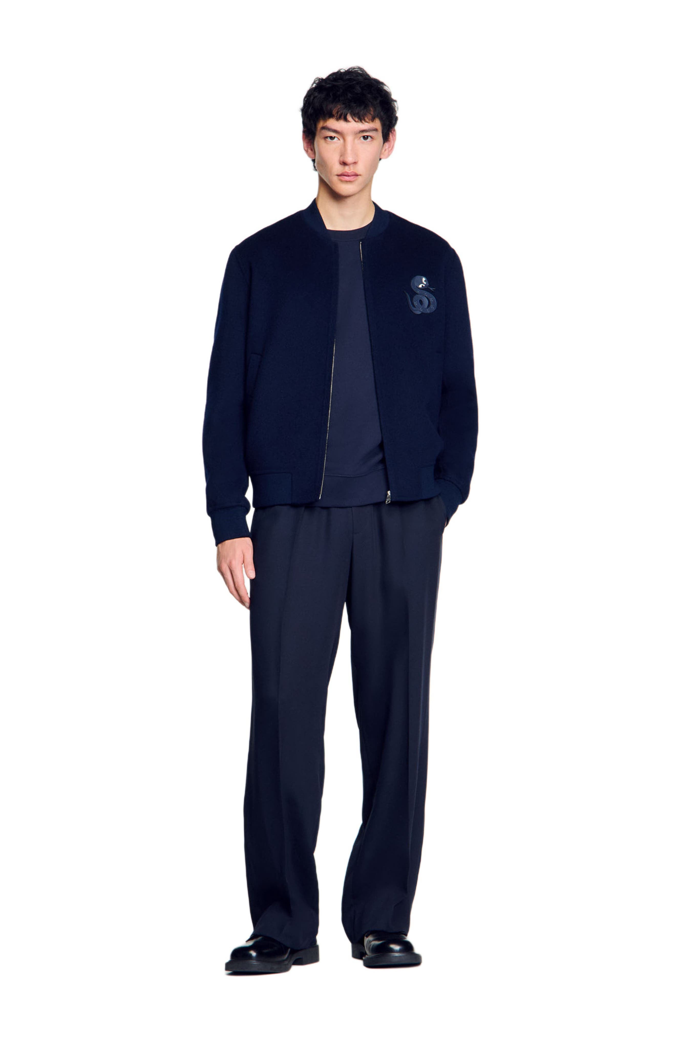 SANDRO Double-faced snake-detail jacket in Midnight Blue at Nordstrom - 6