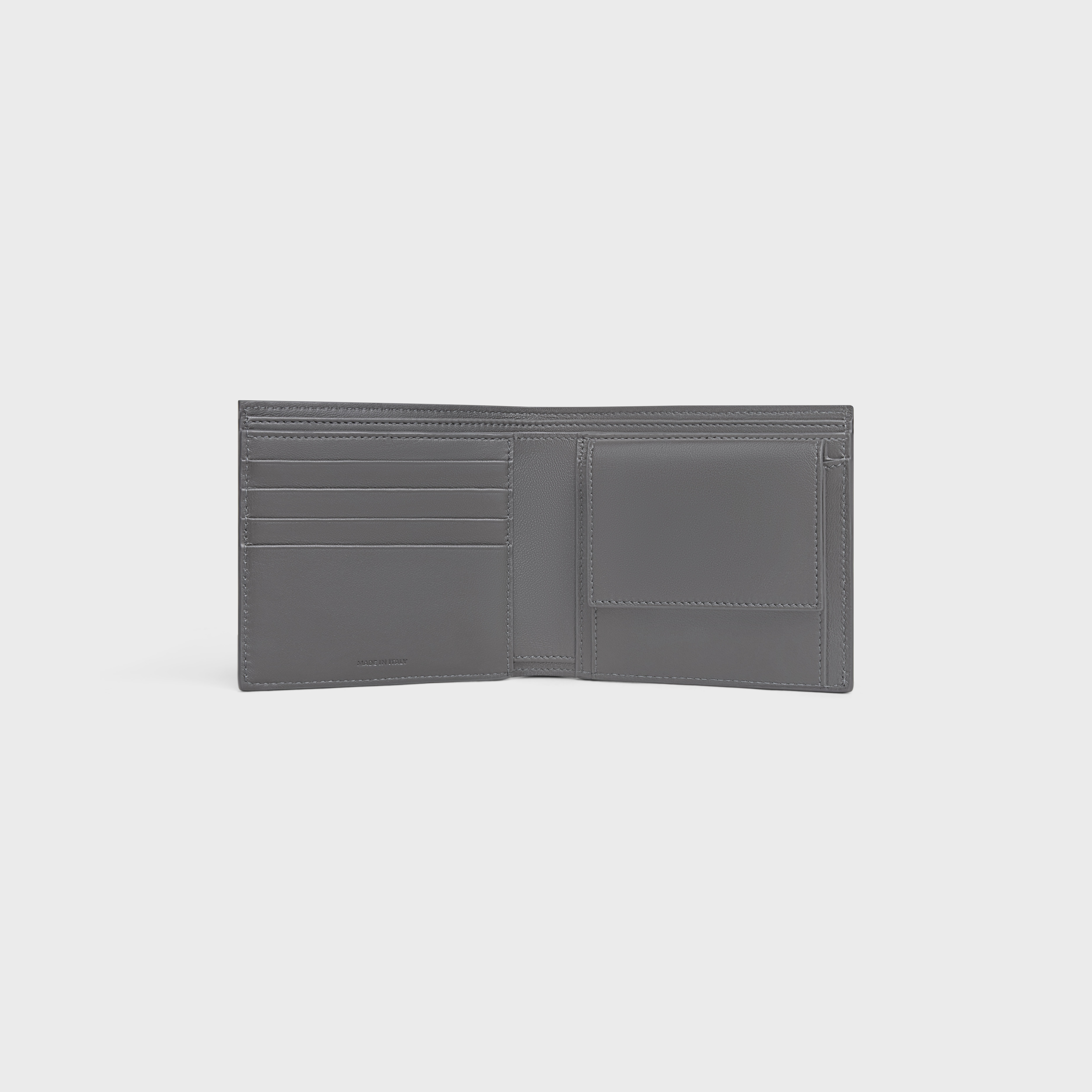 Bi-fold Wallet with Coin Compartment in Calfskin with triomphe embossed - 5