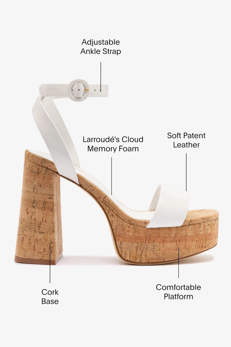 Dolly Sandal In White Patent Leather and Natural Cork 4