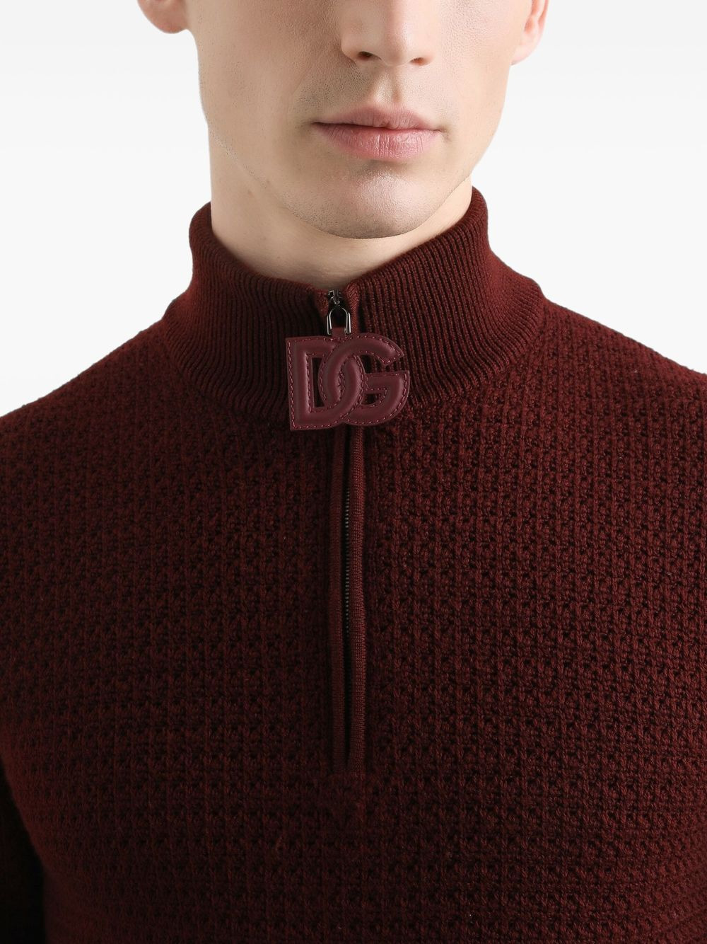 half-zip waffle-knit sweater - 4