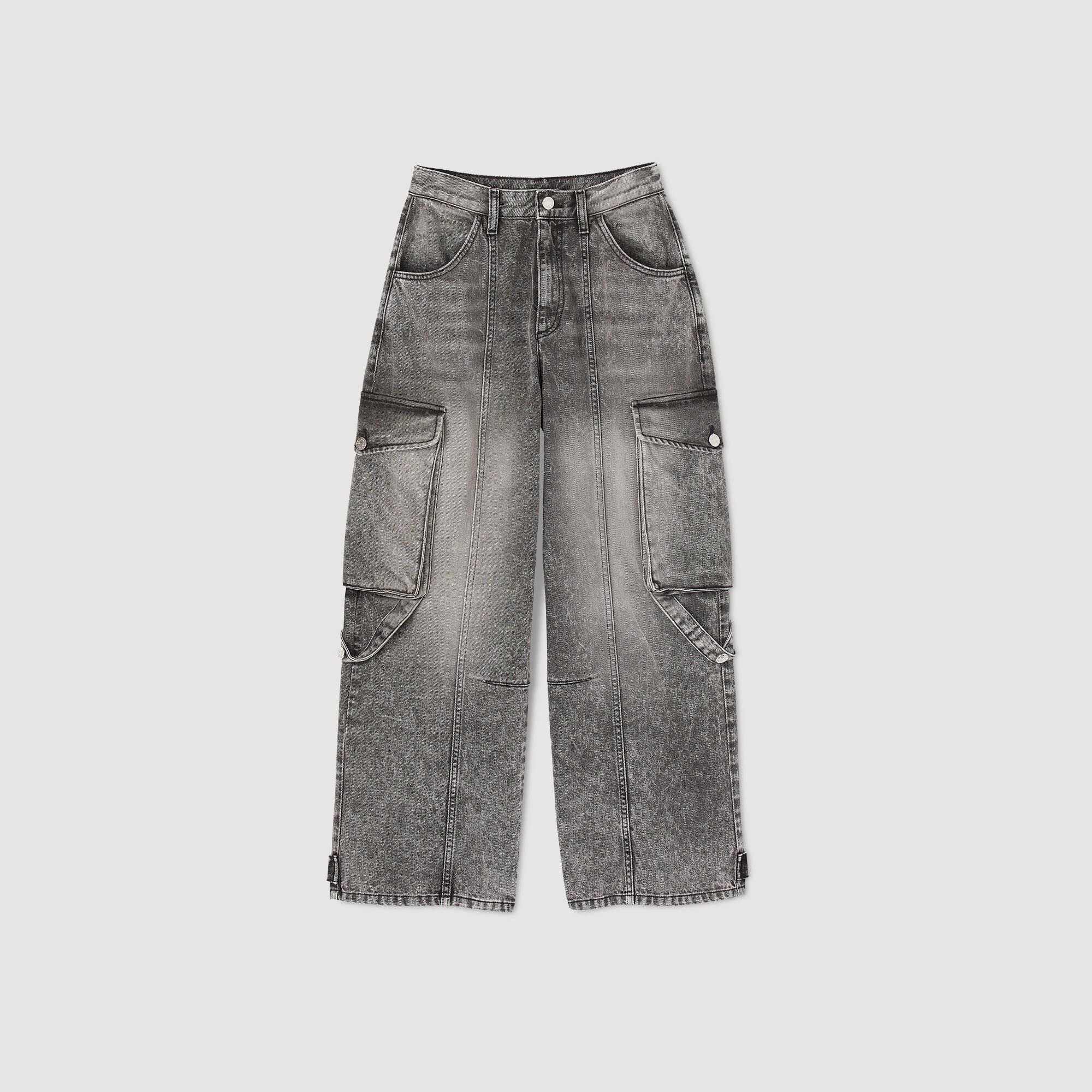 FADED CARGO JEANS - 1