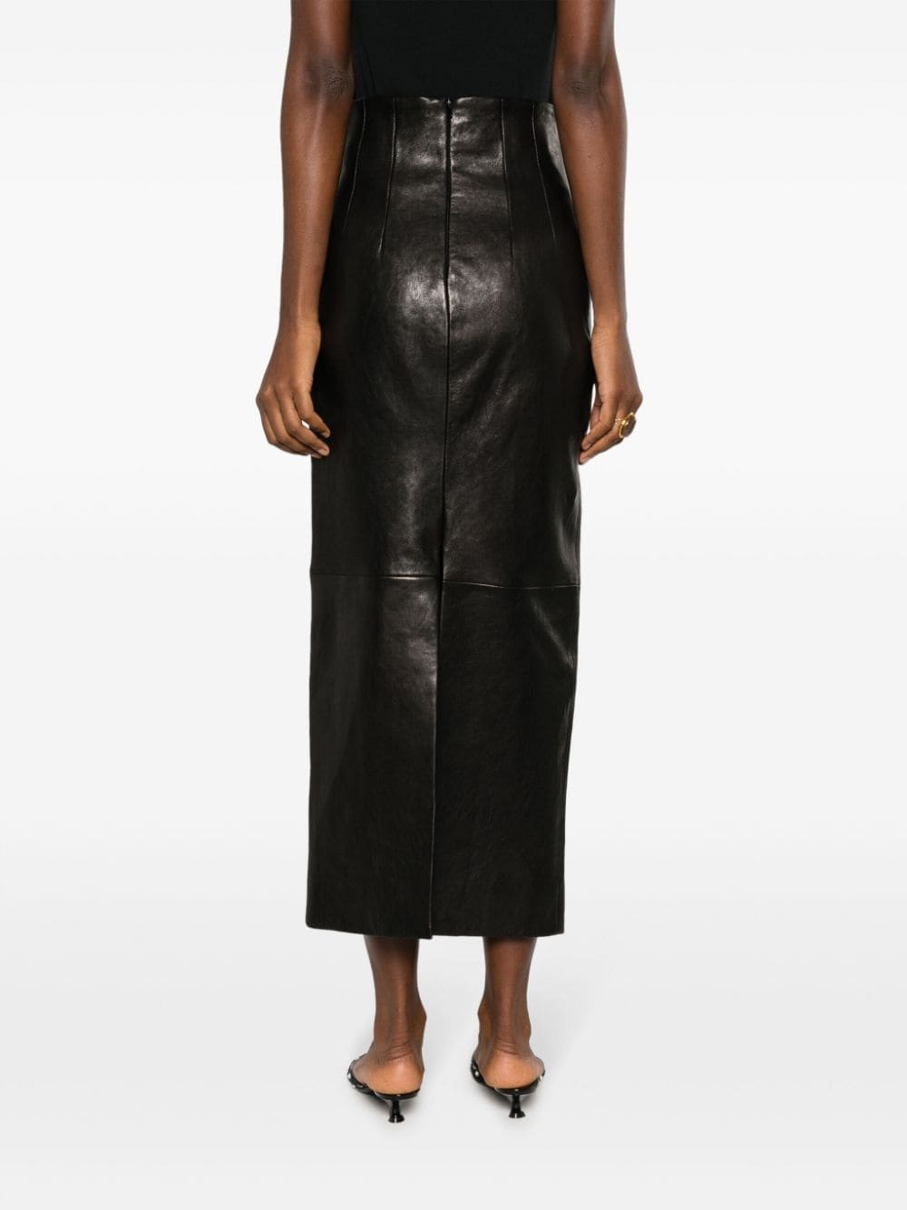 The Loxley leather midi skirt - 4