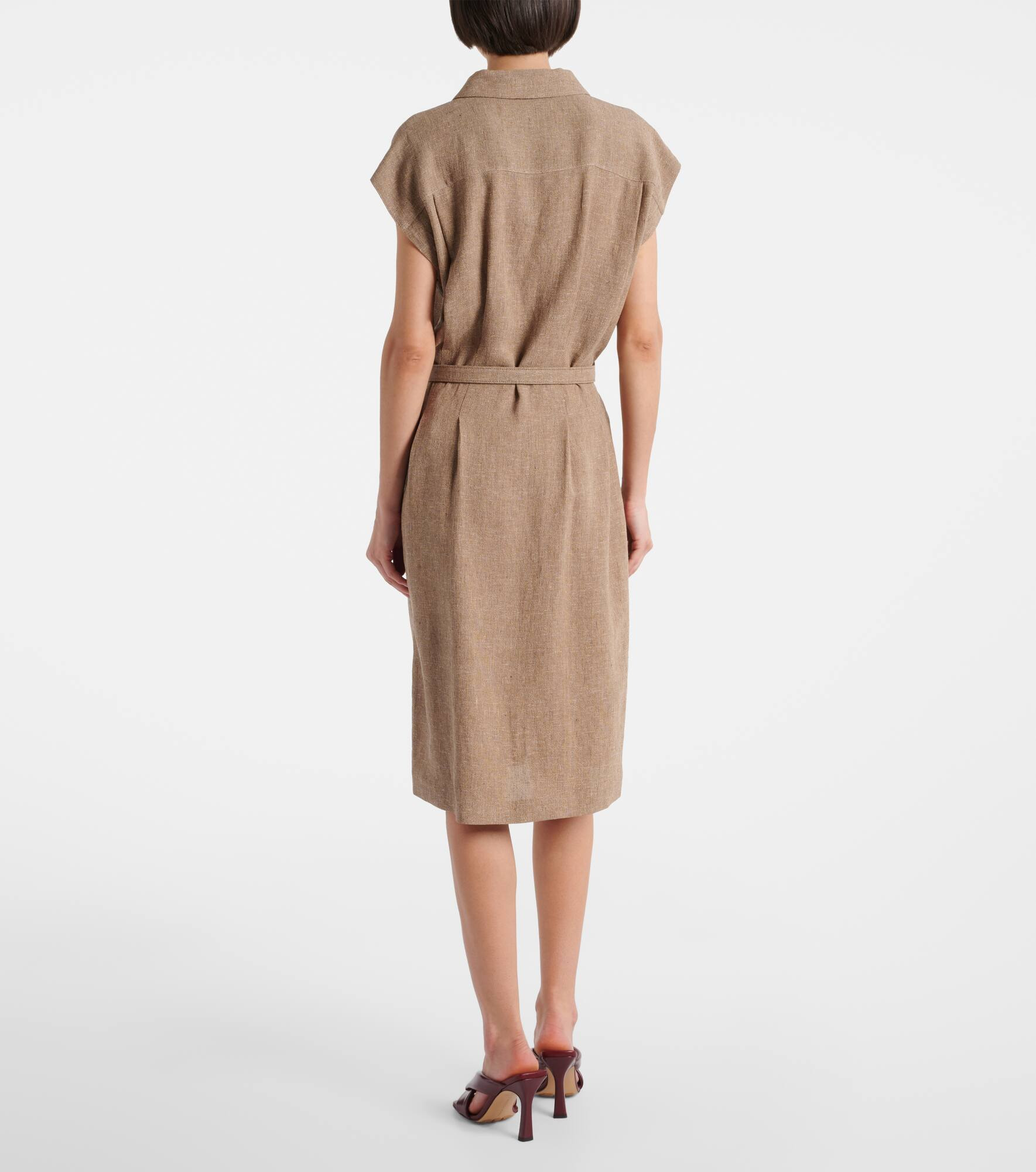 Maise belted linen crêpe shirt dress - 3