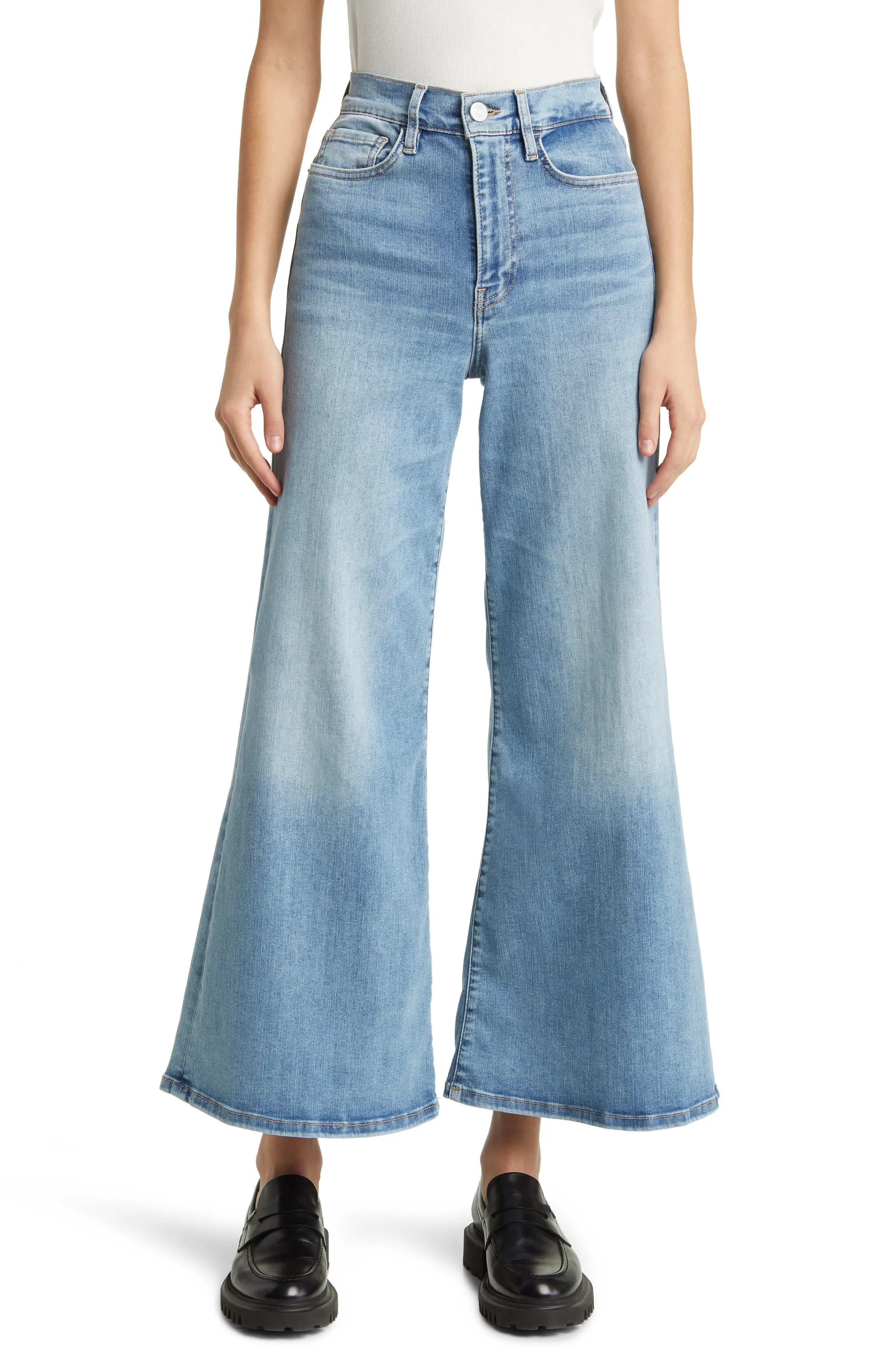 Le Palazzo Crop Wide Leg Jeans - 1