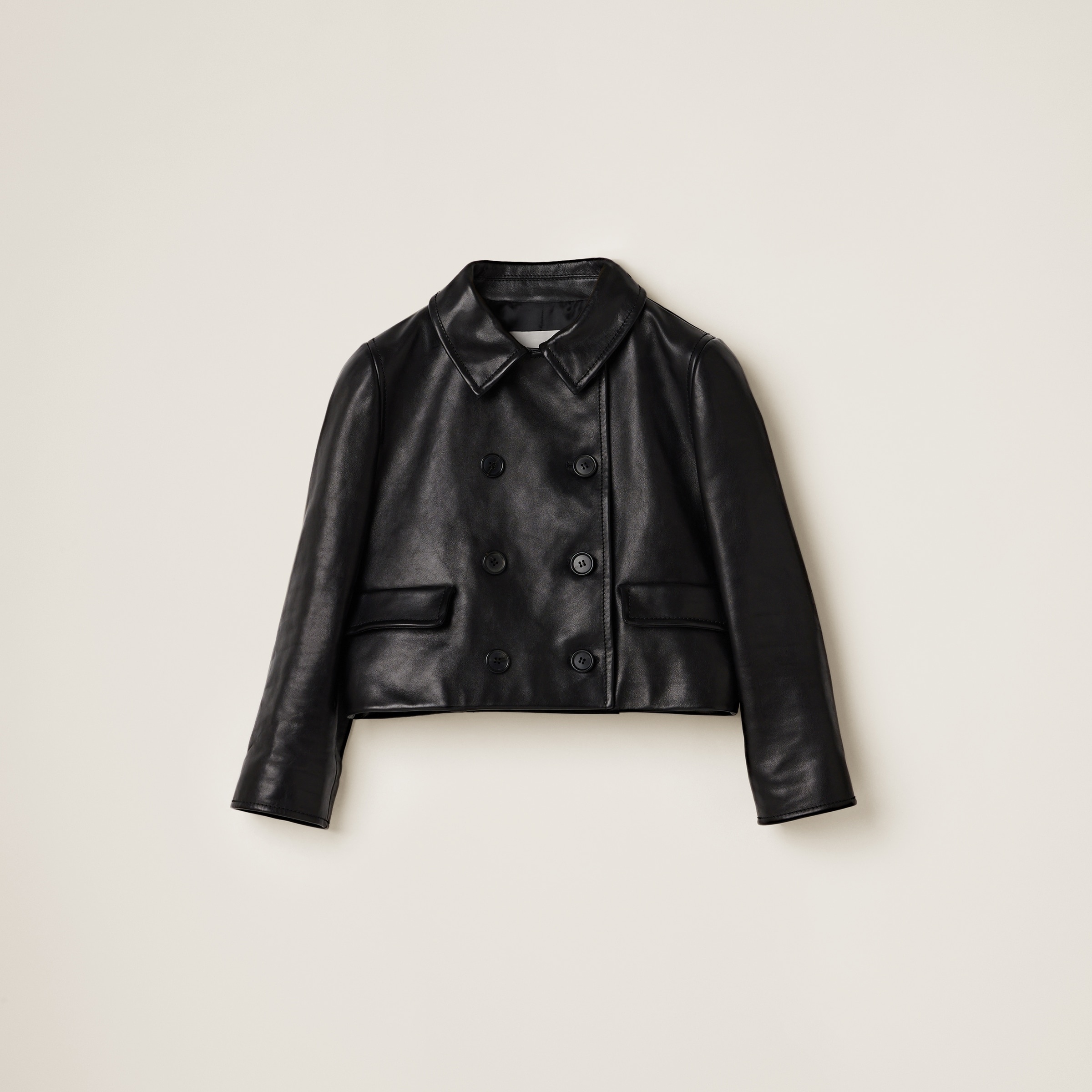 Double-breasted leather jacket - 1