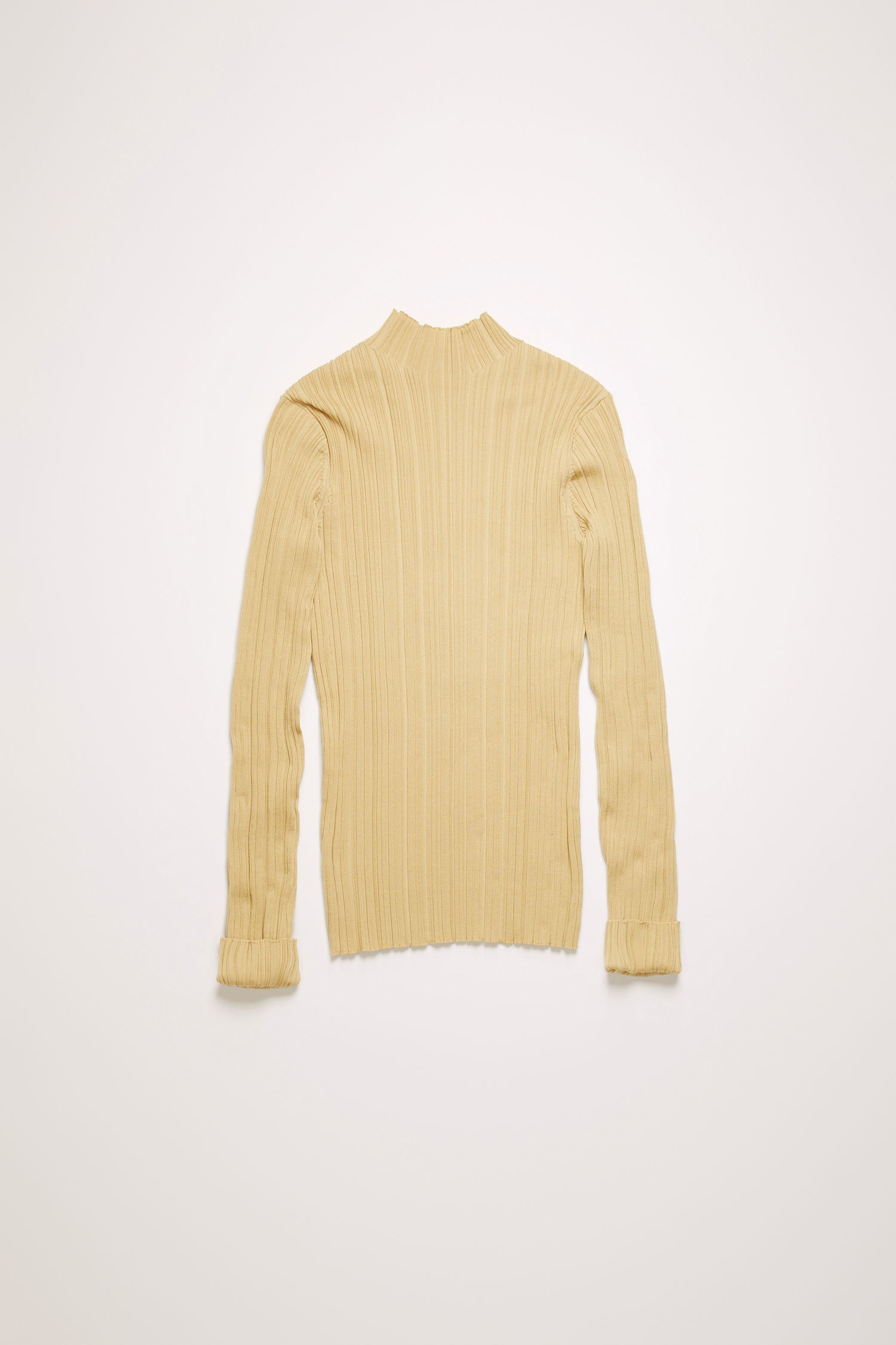 Mock-neck ribbed sweater sand beige - 1