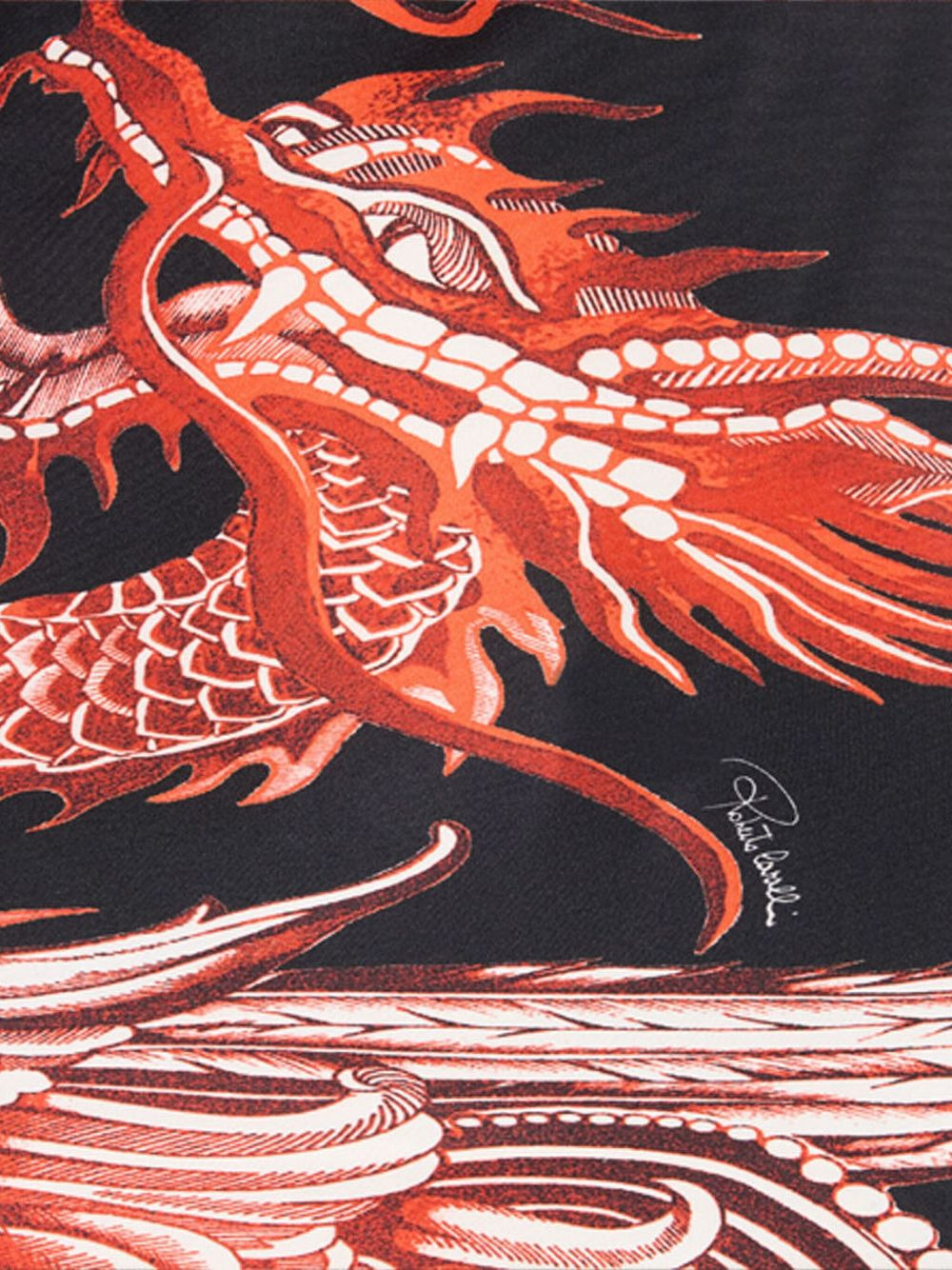 frilled dragon-print mini dress - 7