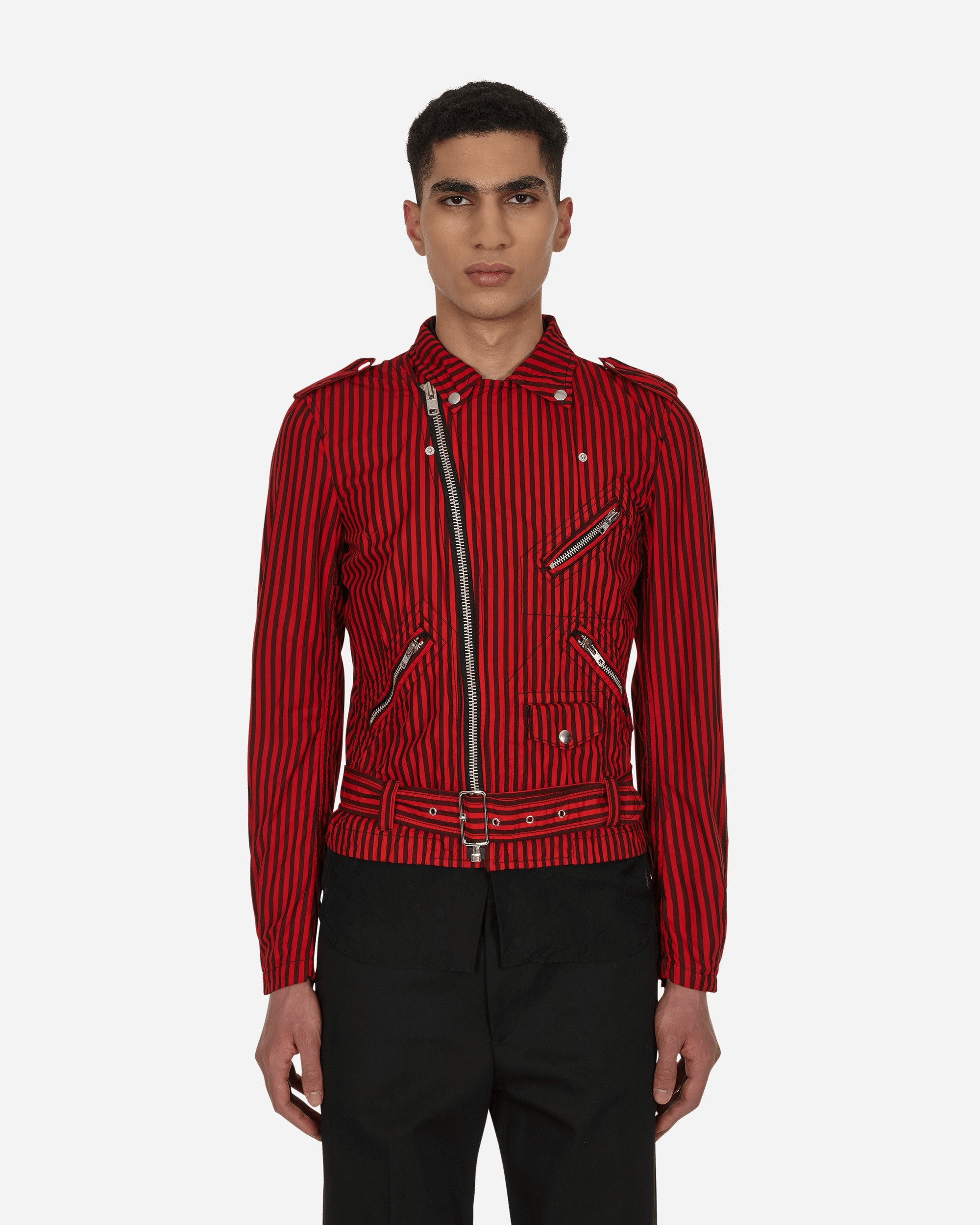 Stripe Biker Jacket Red - 1