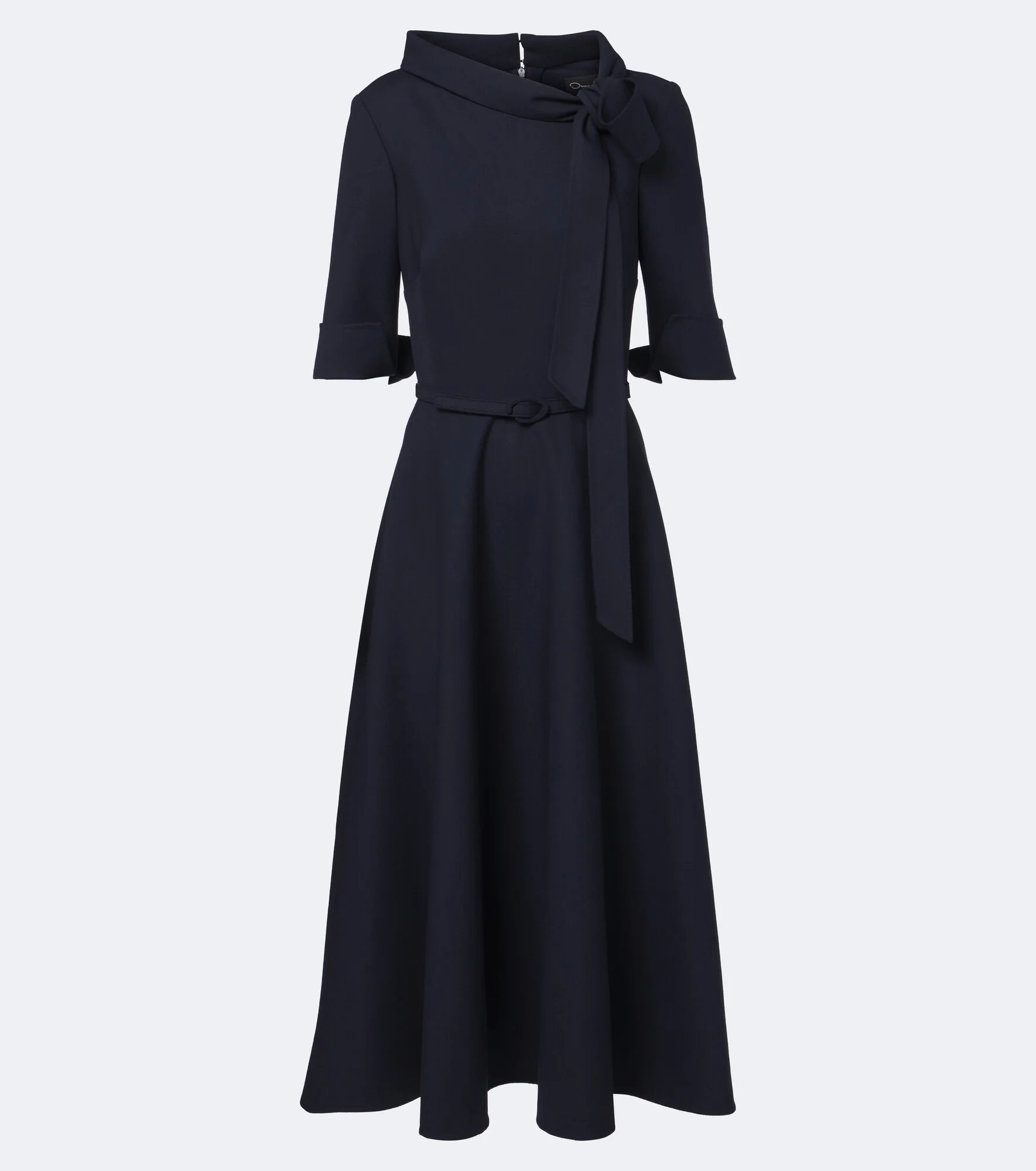Belted tie-neck wool-blend midi dress - 1
