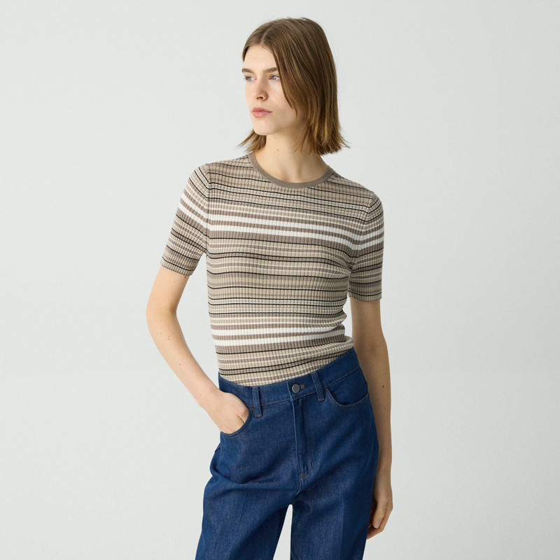 Ribbed Short-Sleeve Sweater in Regal Wool 3