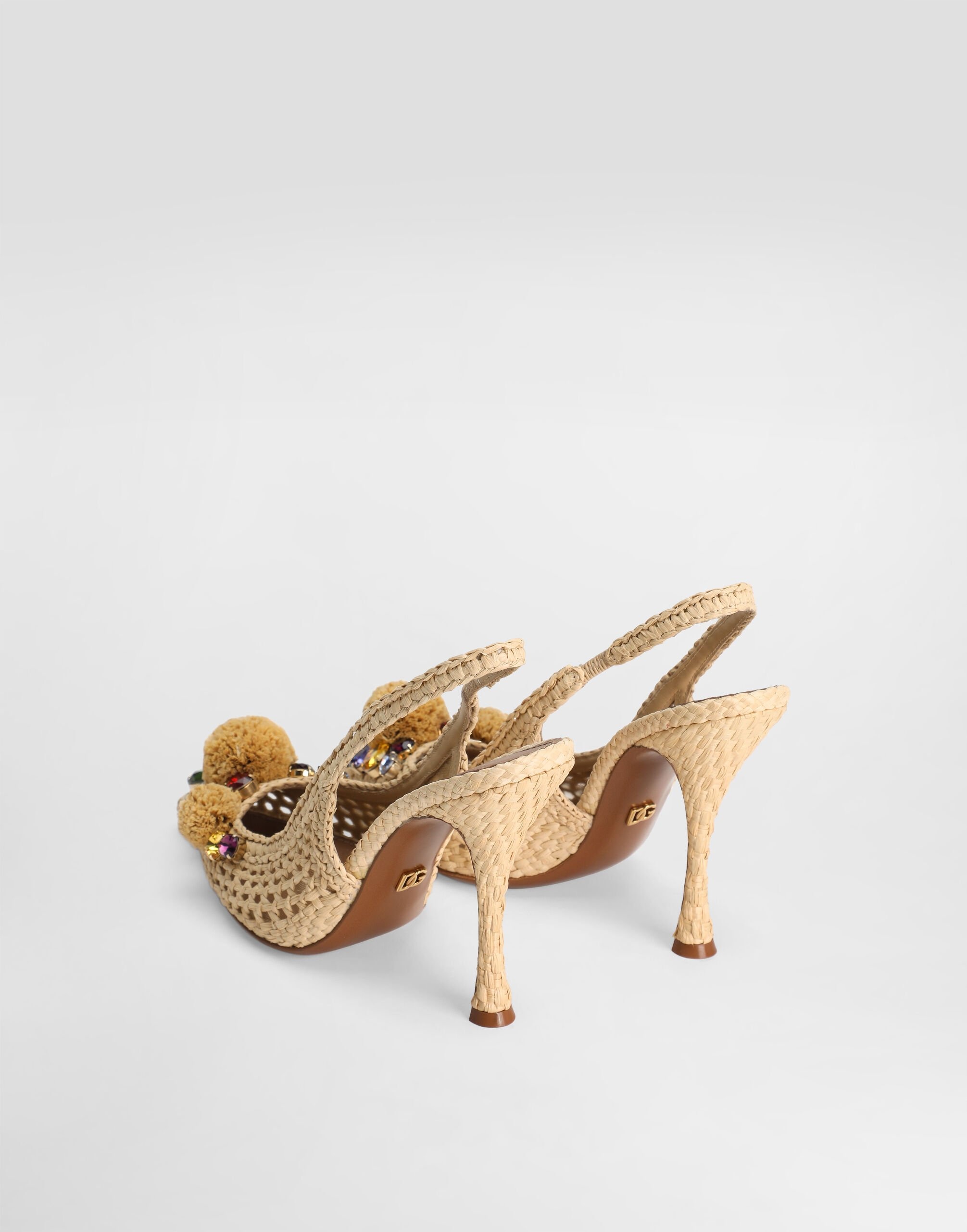 Rafia crochet slingback with stones - 3