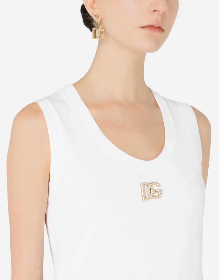 Jersey tank top with crystal DG embellishment - 4