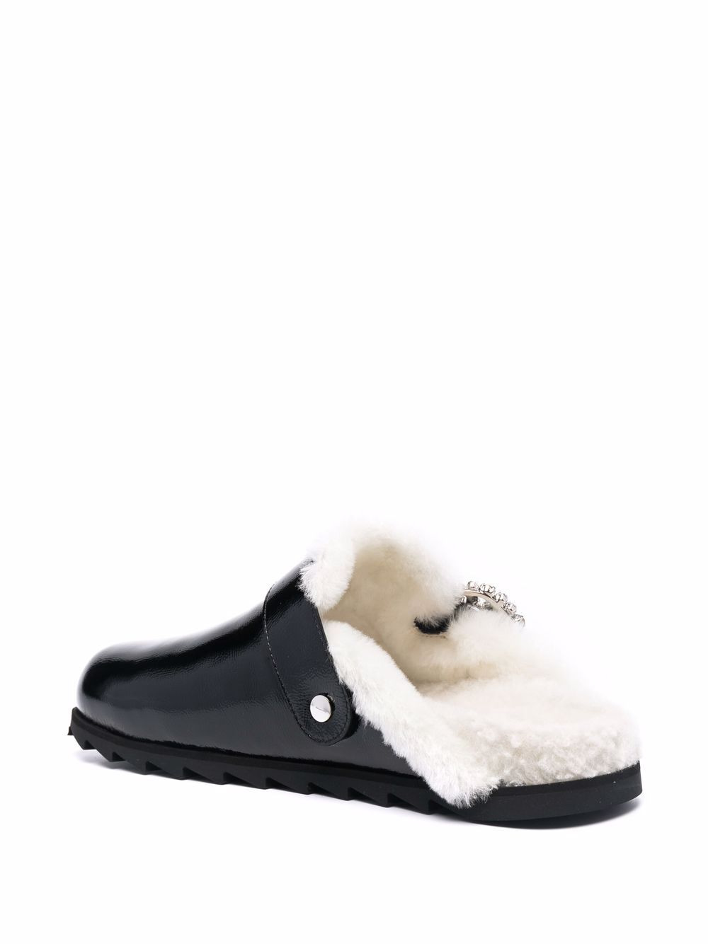 shearling-lined high-shine mules - 3