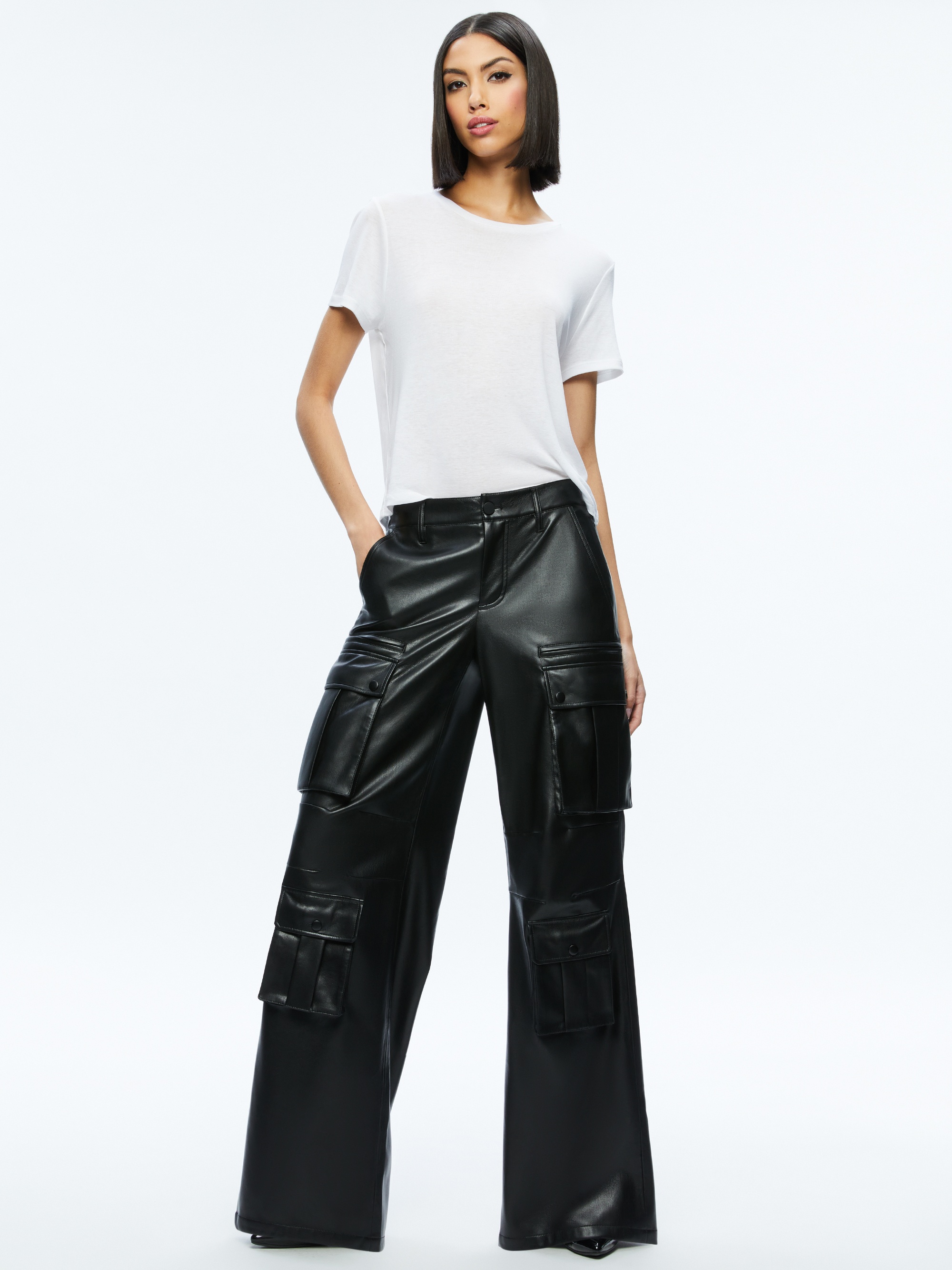 JOETTE VEGAN LEATHER CARGO PANT - 6