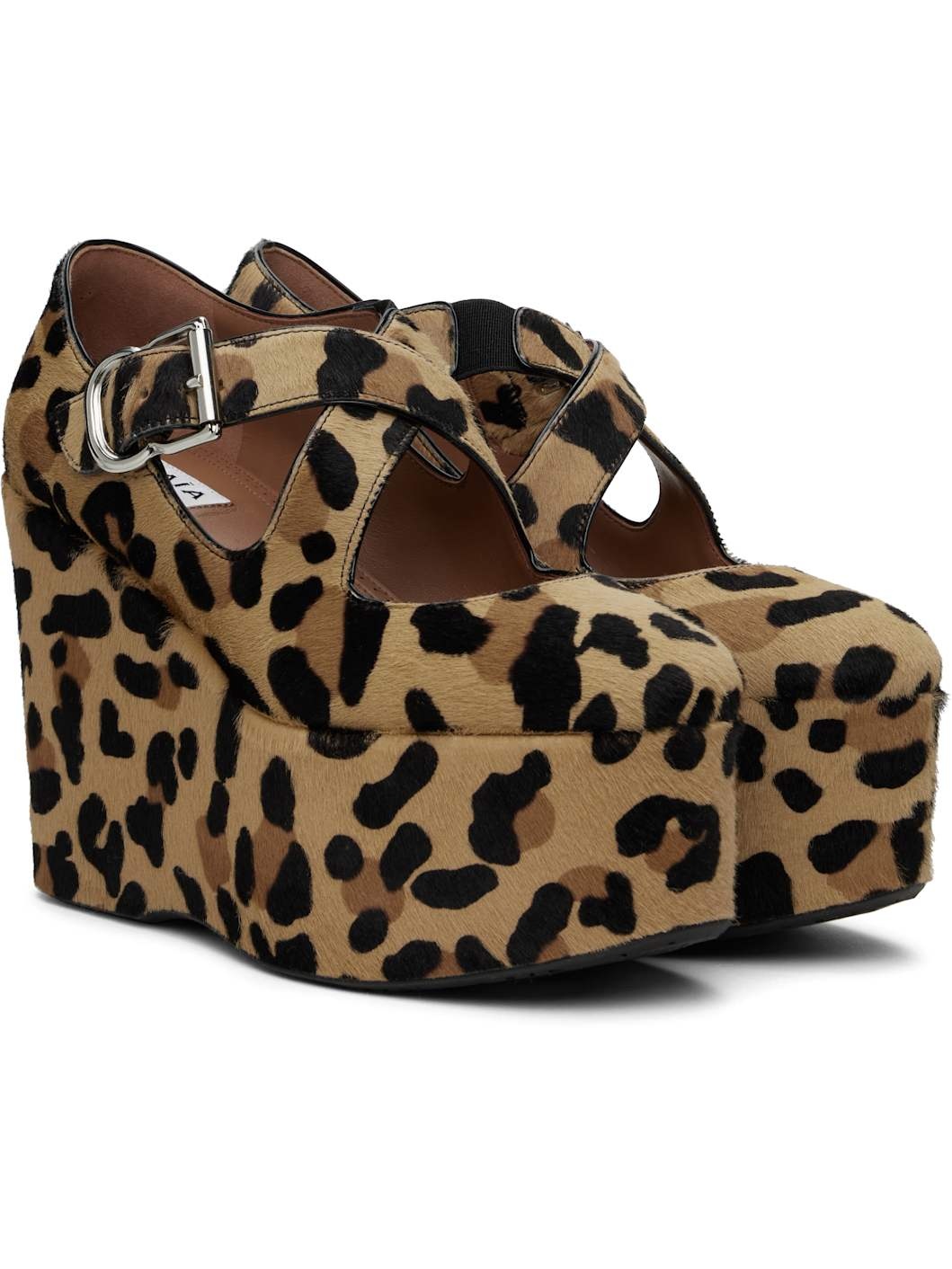 Brown Criss Cross Wedge Heels - 4
