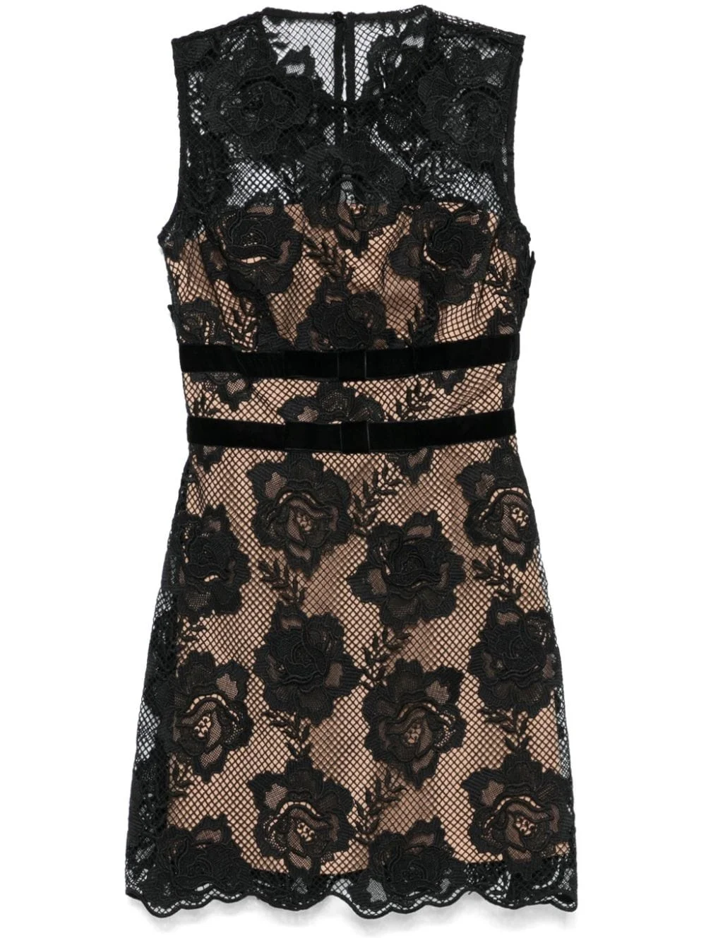 bow-detail lace mini dress - 1