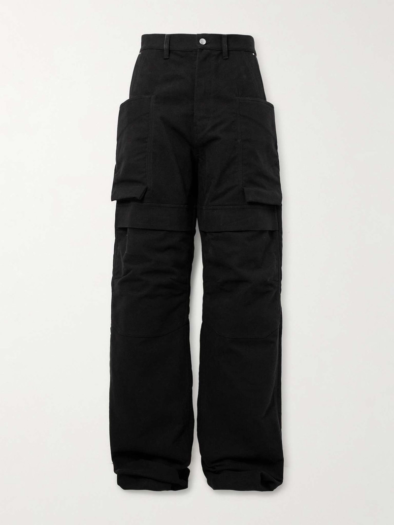 Stefan Wide-Leg Brushed Cotton-Twill Cargo Trousers 1