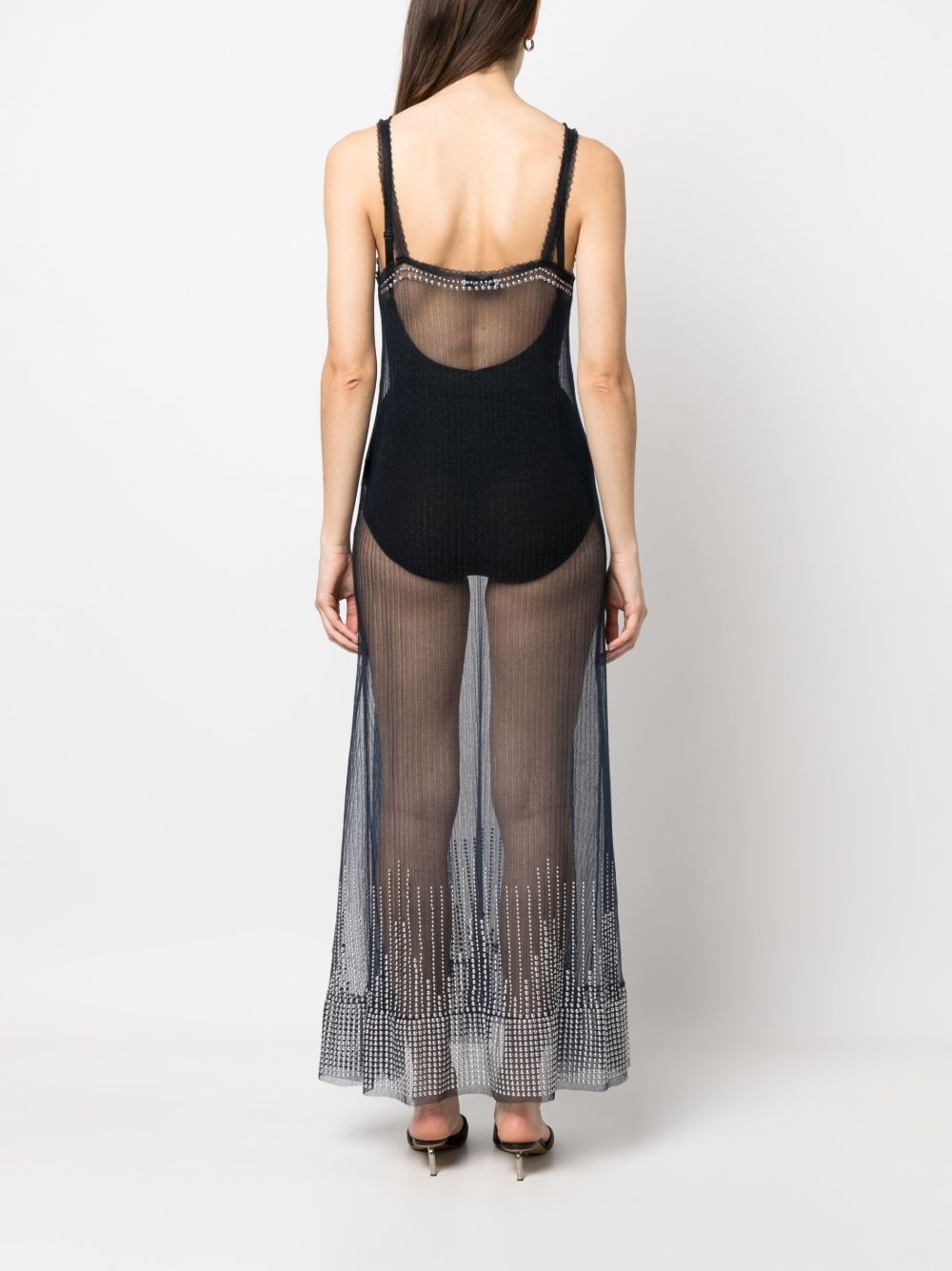 stud-detailed sheer long dress - 4