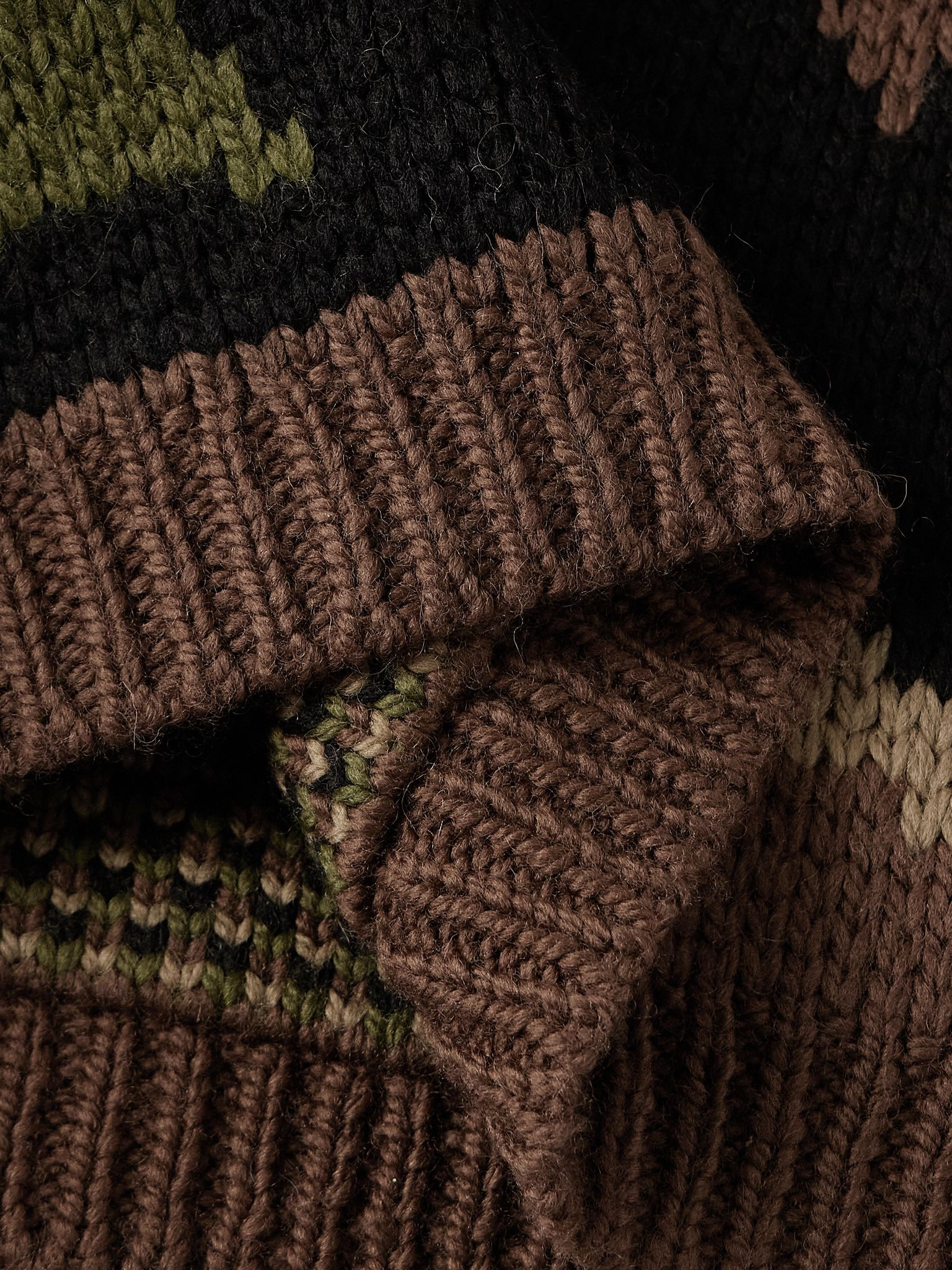 Camouflage Merino Wool Sweater Brown - 4