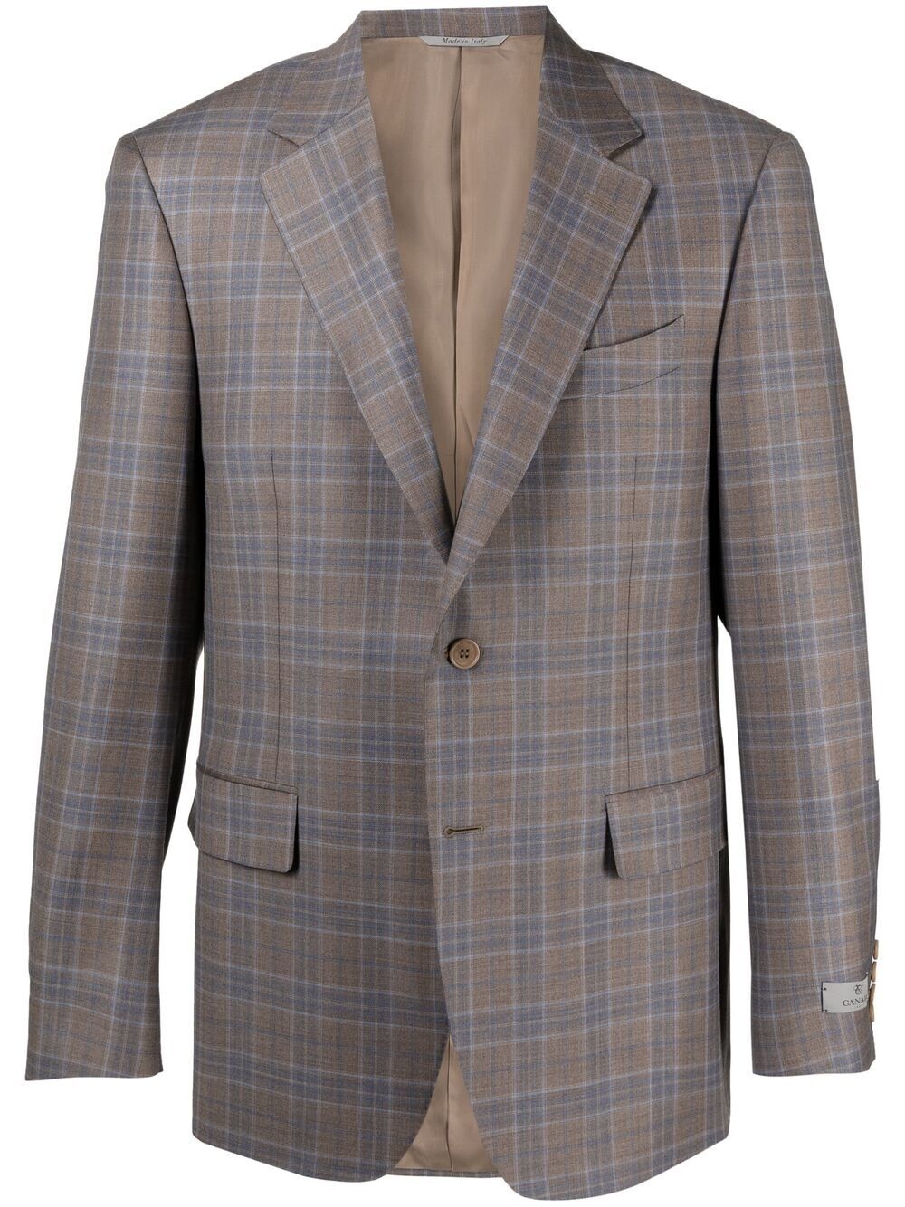 checked single-breasted blazer - 1