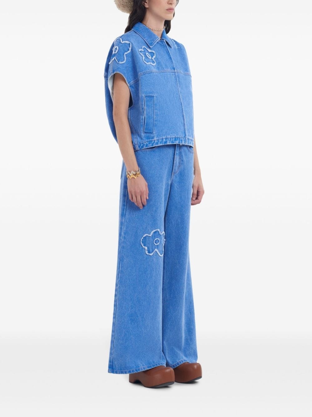 embroidered straight-leg jeans - 3