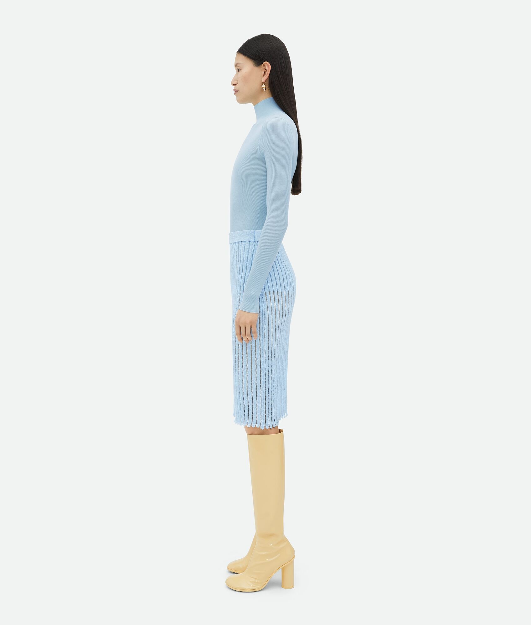 Cotton And Nylon Striped Midi Skirt - 2