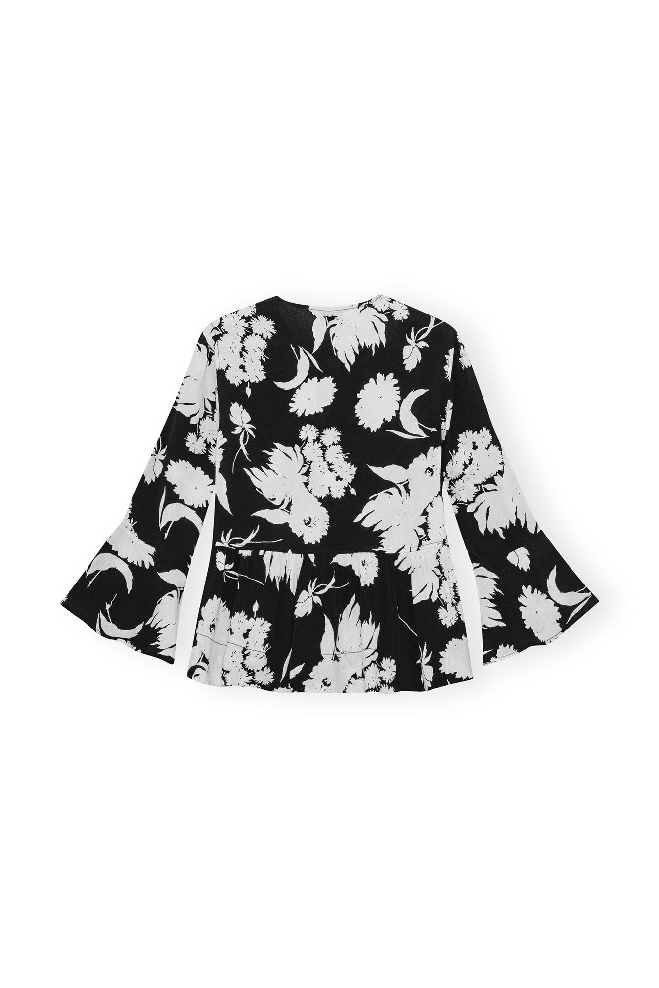 PRINTED CREPE PEPLUM BLOUSE - 1