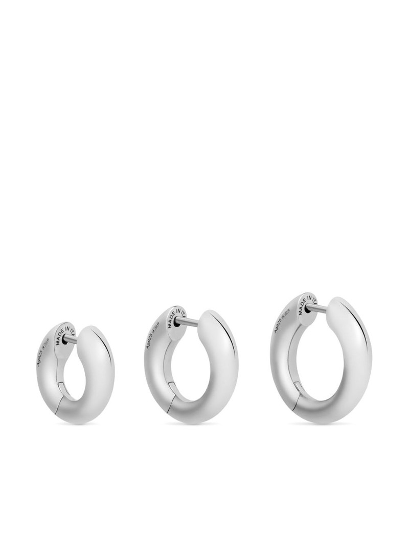 BALENCIAGA logo-print sterling silver hoop earring set outlook