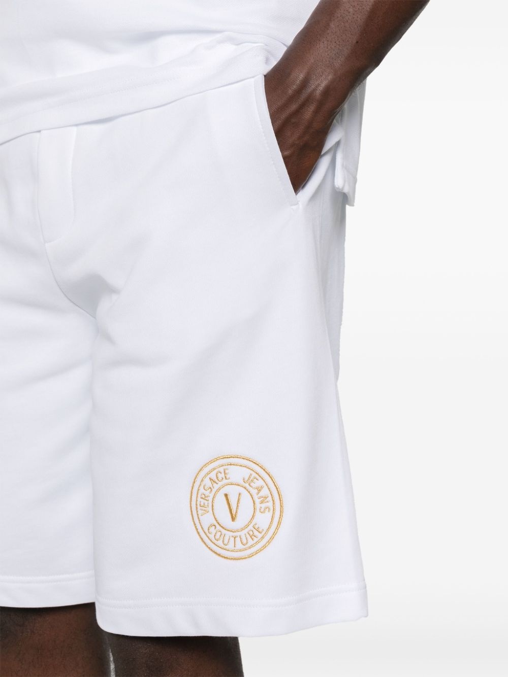 V-Emblem cotton track shorts - 5